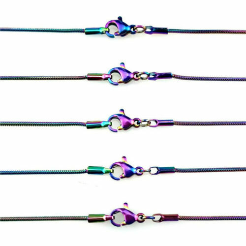 NEW! Lot 10pcs – 24″ 🌈Rainbow🌈 Round🌈 Snake🌈 FREE LOCKET🌈