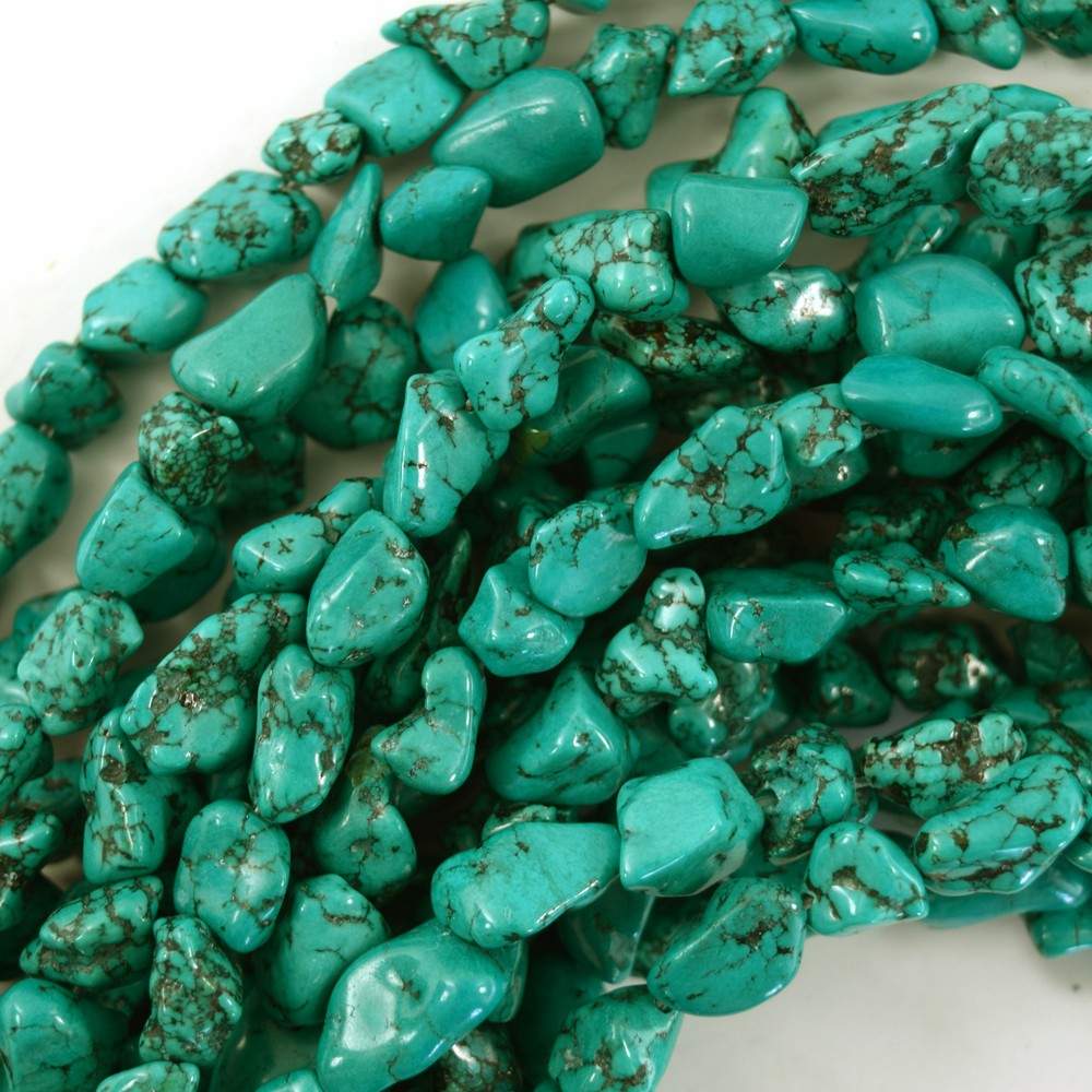 10mm – 12mm green turquoise pebble nugget beads 15.5″ strand