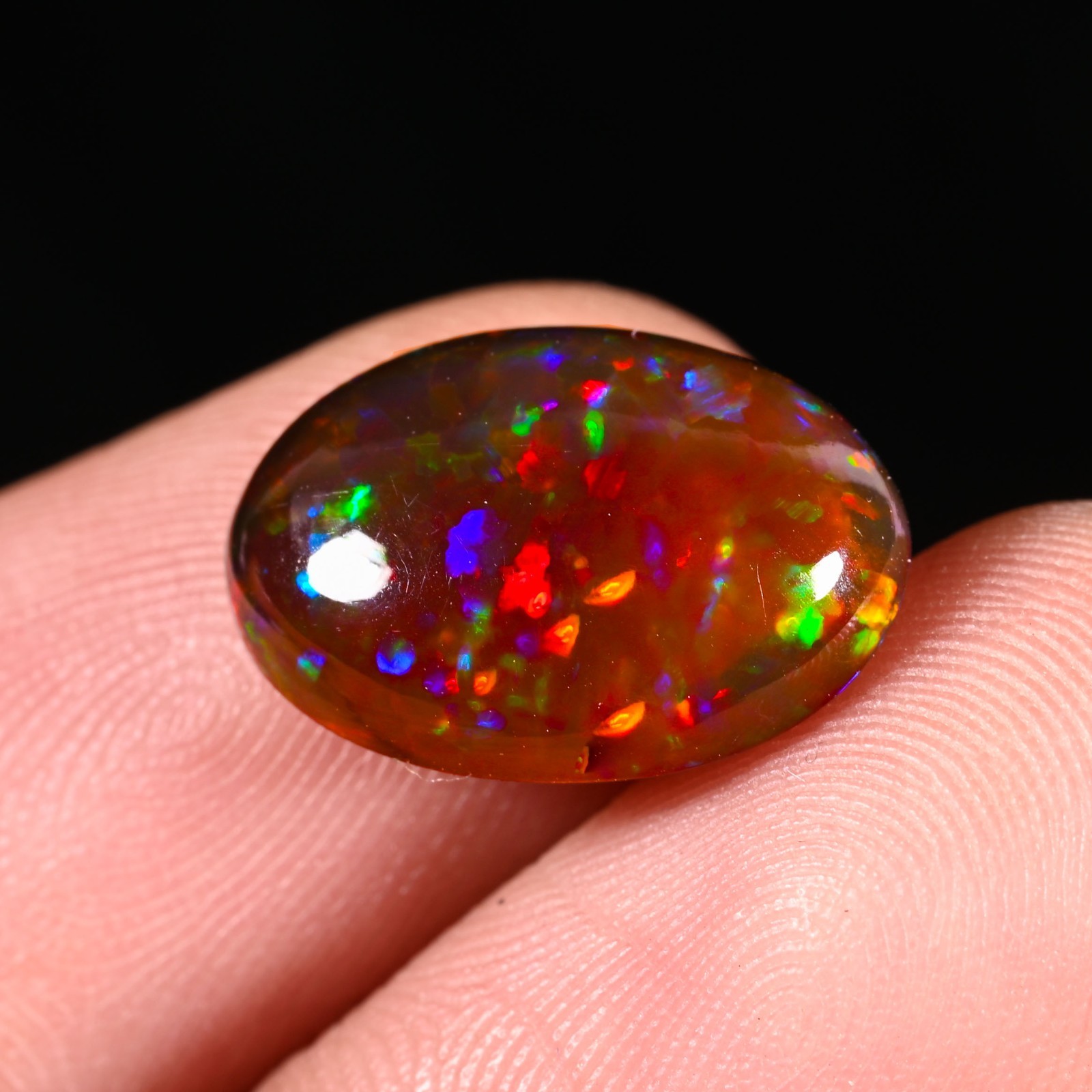 5.60 Ct Natural Ethiopian Multi Fire Black Opal Cabs Loose Gemstone 15x11x6 MM