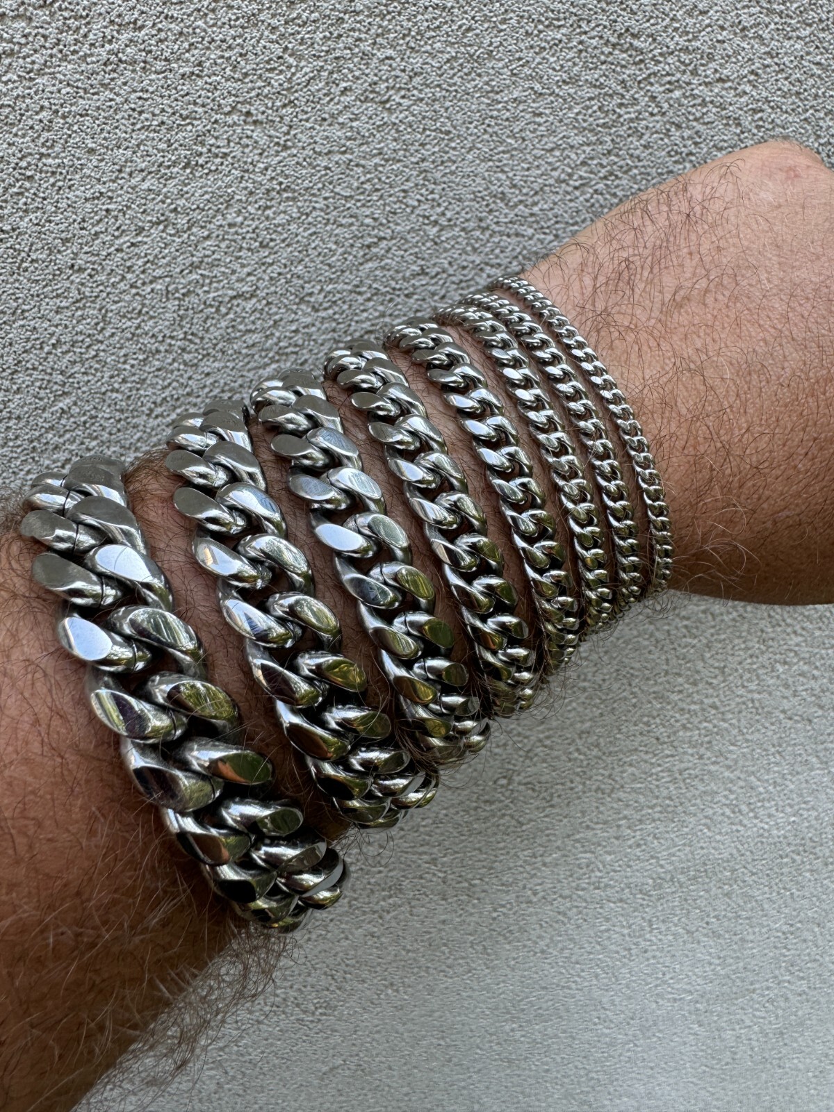 Miami Cuban Link Bracelet White Gold Plated Stainless Steel 4-18mm Mens Ladies