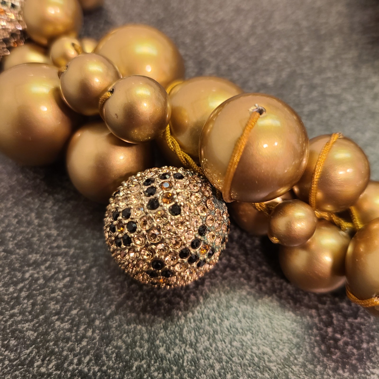 ABS Allen Schwartz Chunky Choker Necklace Giant Gold pearl Statement pc Art Deco