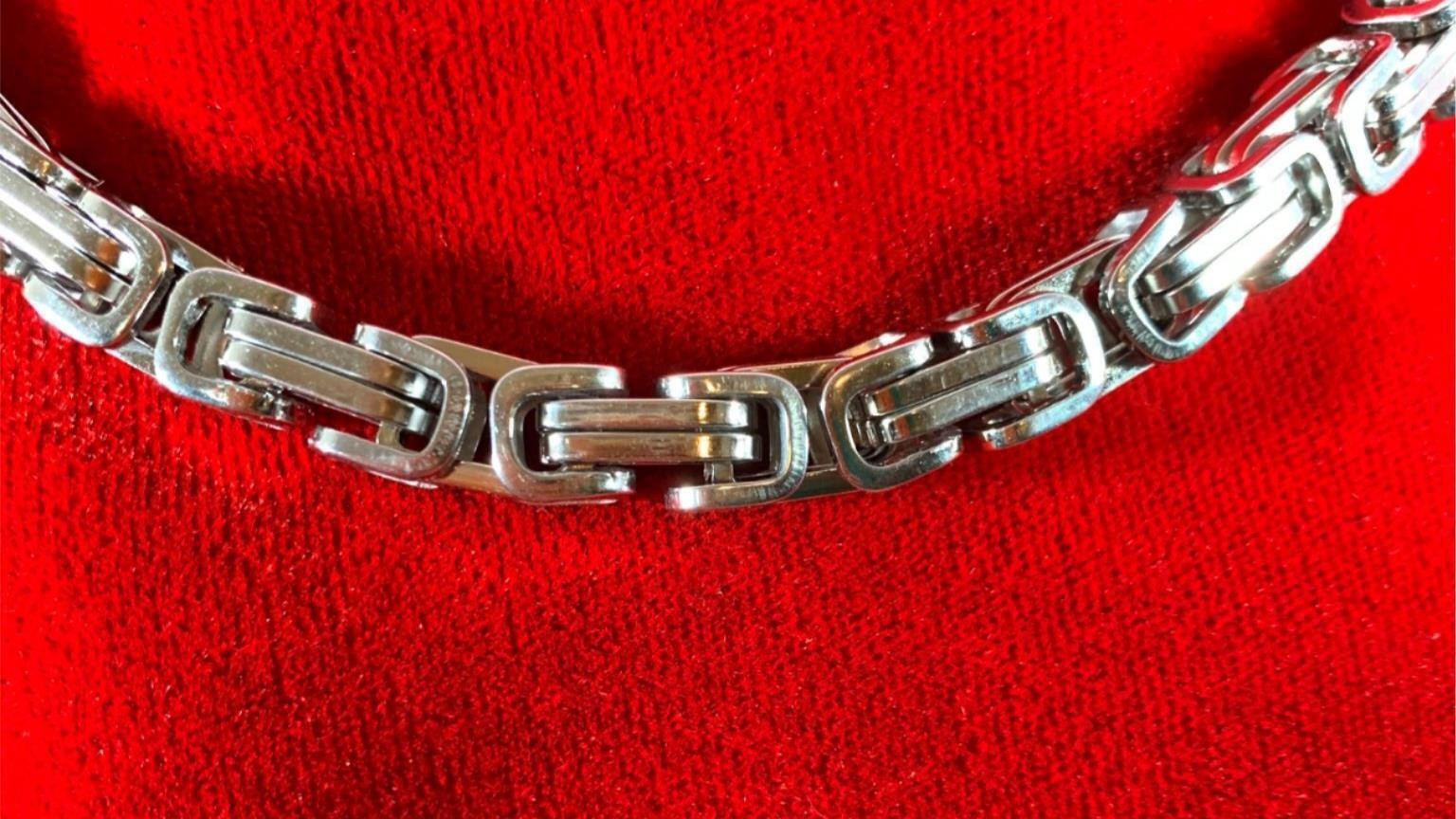 8″ STAINLESS STEEL SILVER 8MM BYZANTINE TURKISH BRACELET WITH SPECIAL CLASP