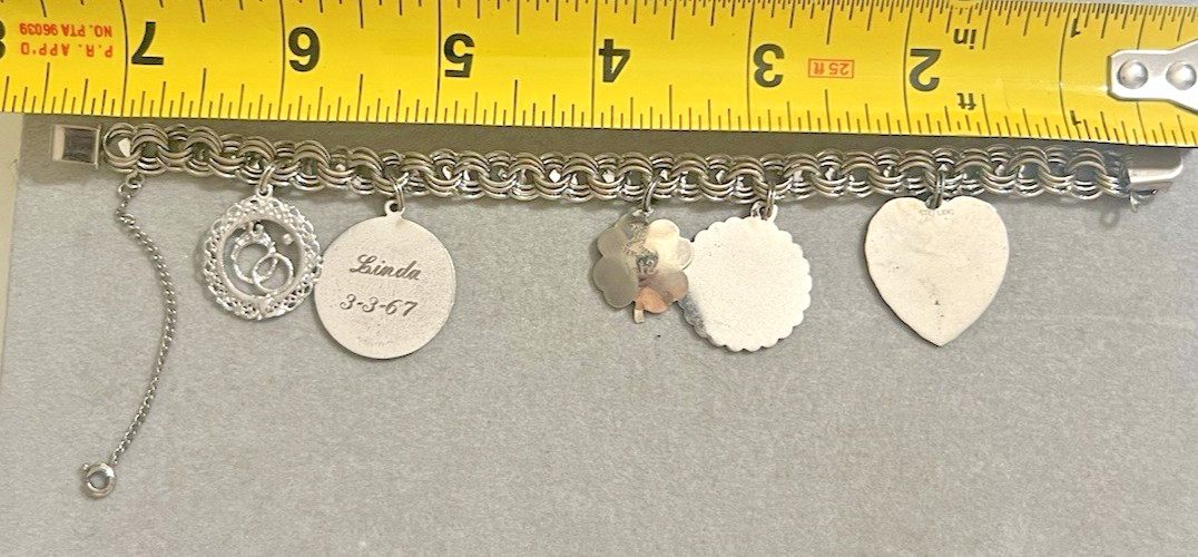1960’s Vintage Sterling Silver Charm Bracelet Anniversary Birthday Wedding