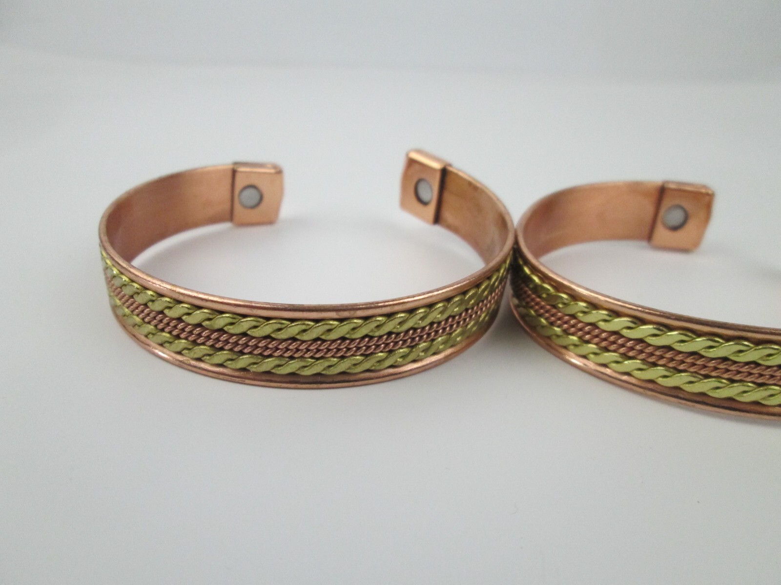 2 Solid Copper 2 Tone Cuffed Bracelet Pure Copper Arthritis Pain Therapy Cuff