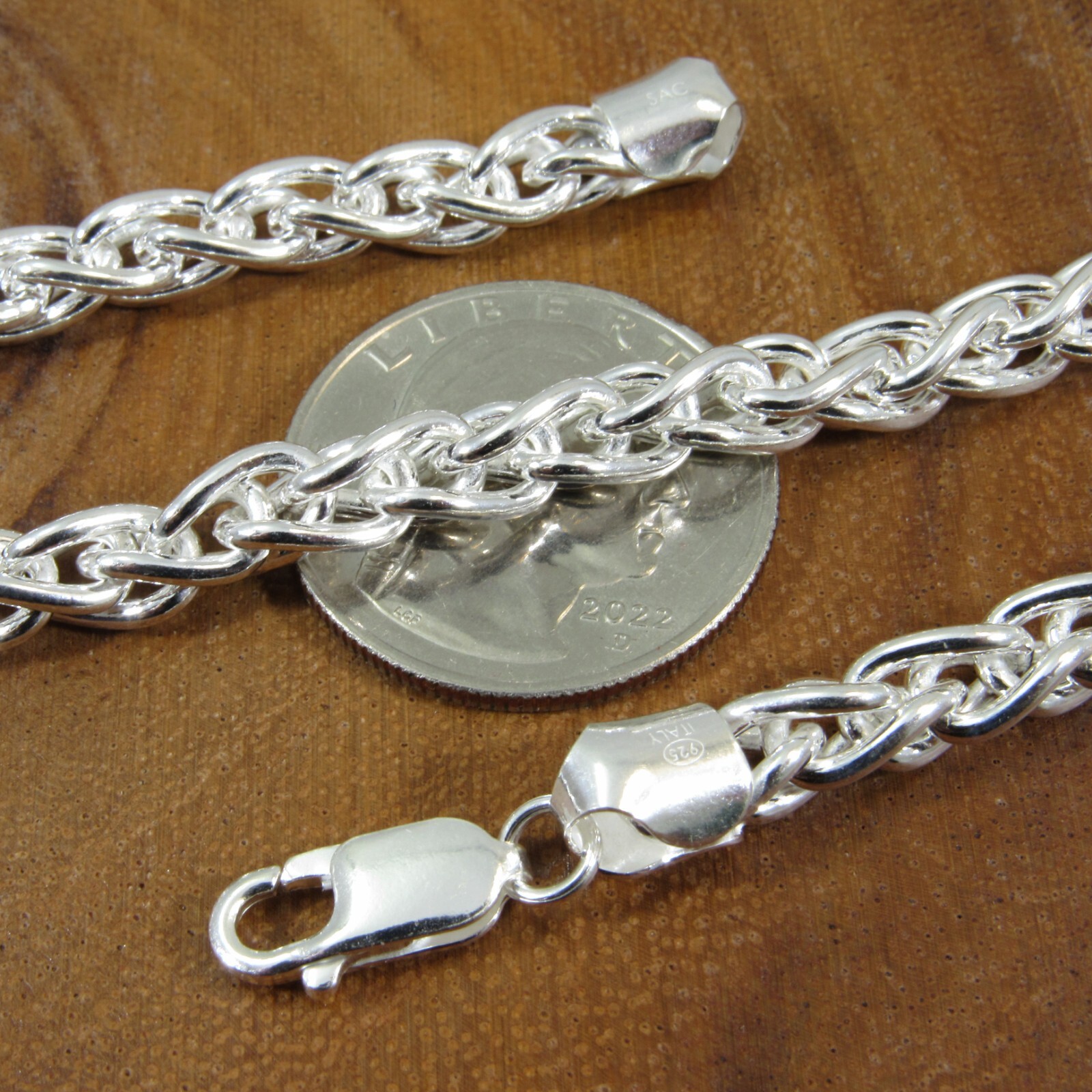 Solid 925 Sterling Silver Braided Wheat Chain Italian Spiga Necklace / Bracelet