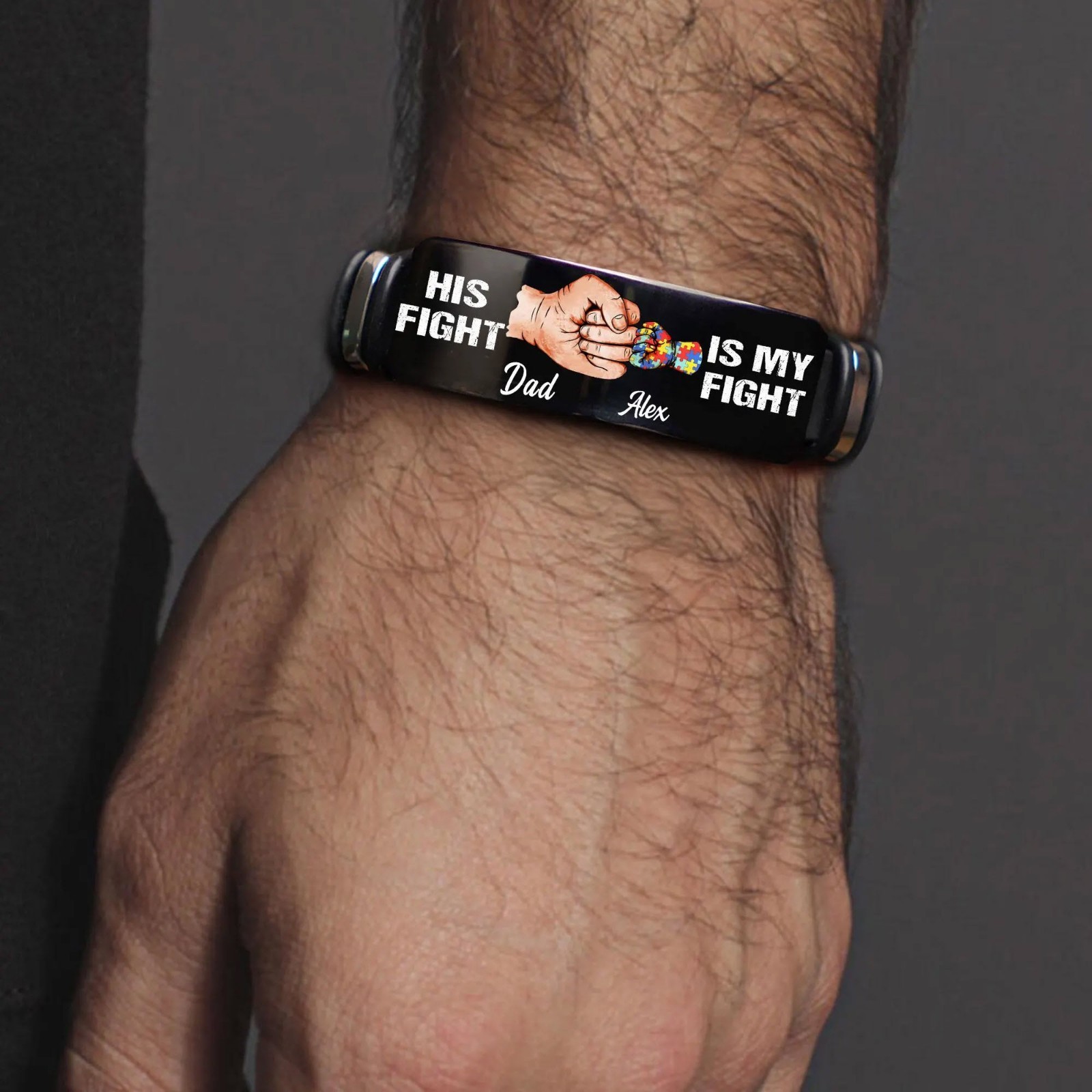 Personalized Autism Dad Bracelet His Fight Is My Fight Autism Awareness
