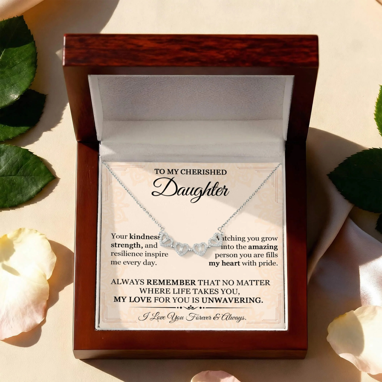 To My Daughter Heart Clover Convertible Necklace