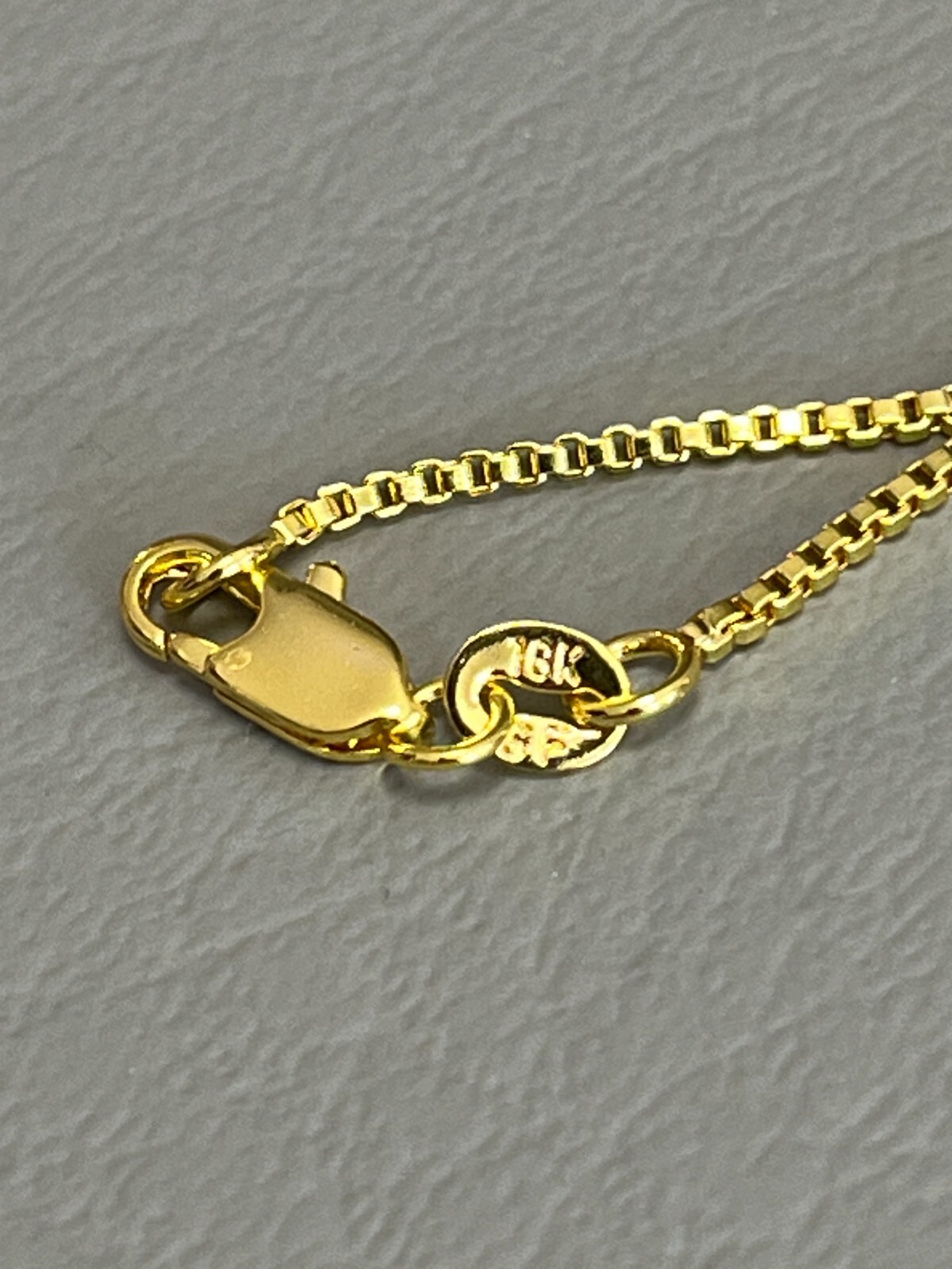 SHARP!! STAMPED 18K GOLD FILLED 1.6mm BOX CHAIN 18″ LONG FITS PENDANT NECKLACE