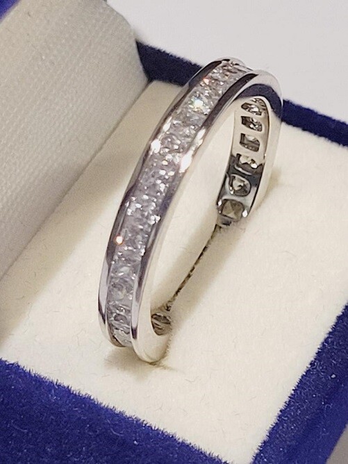 CLEARANCE Princess cut LC Moissanite Eternity Band Wedding Ring 925 Sterling