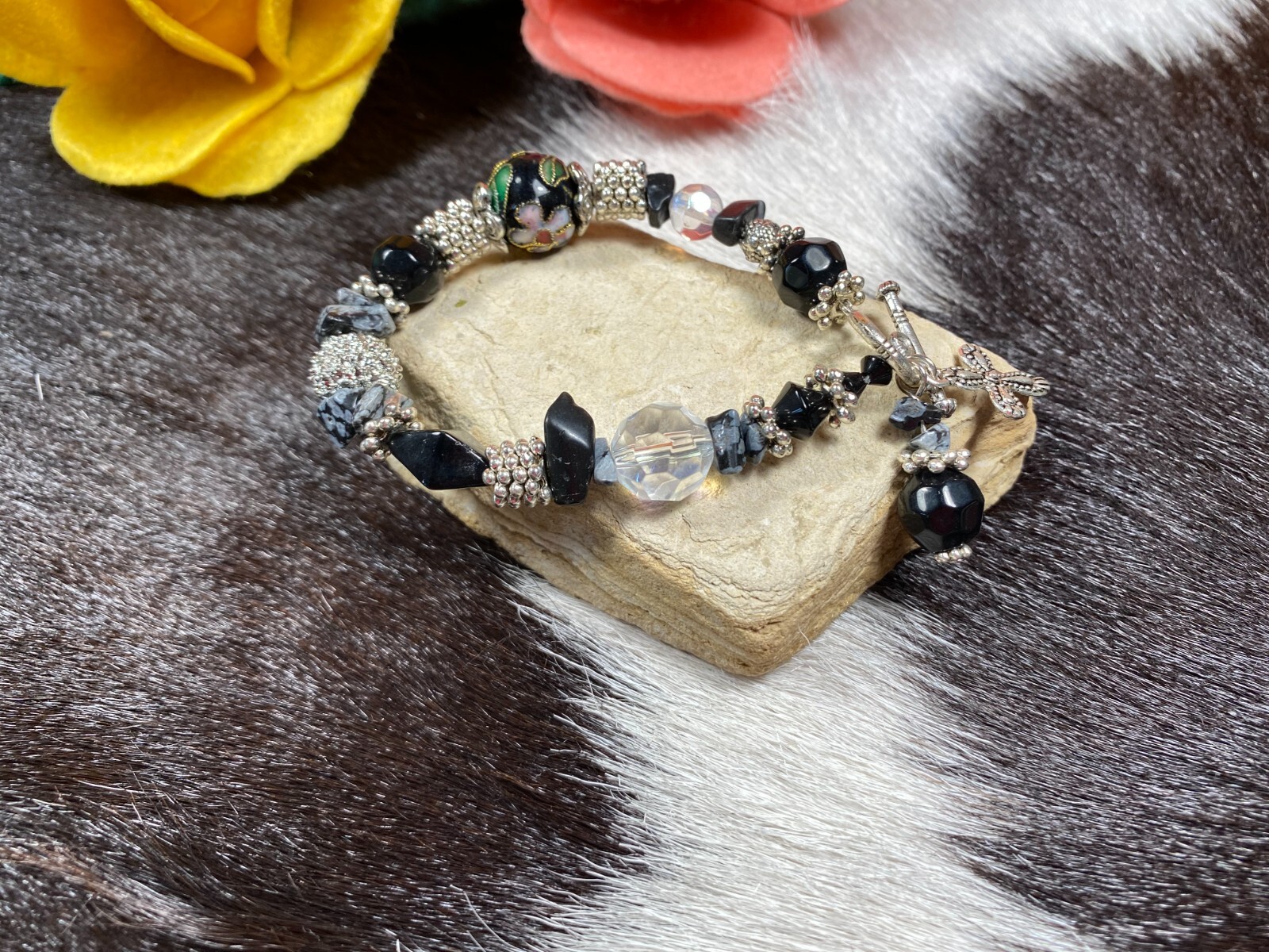Colorful Bracelets Wholesale Lot of 12 Multi Color Angel Beaded Toggle Bracelet