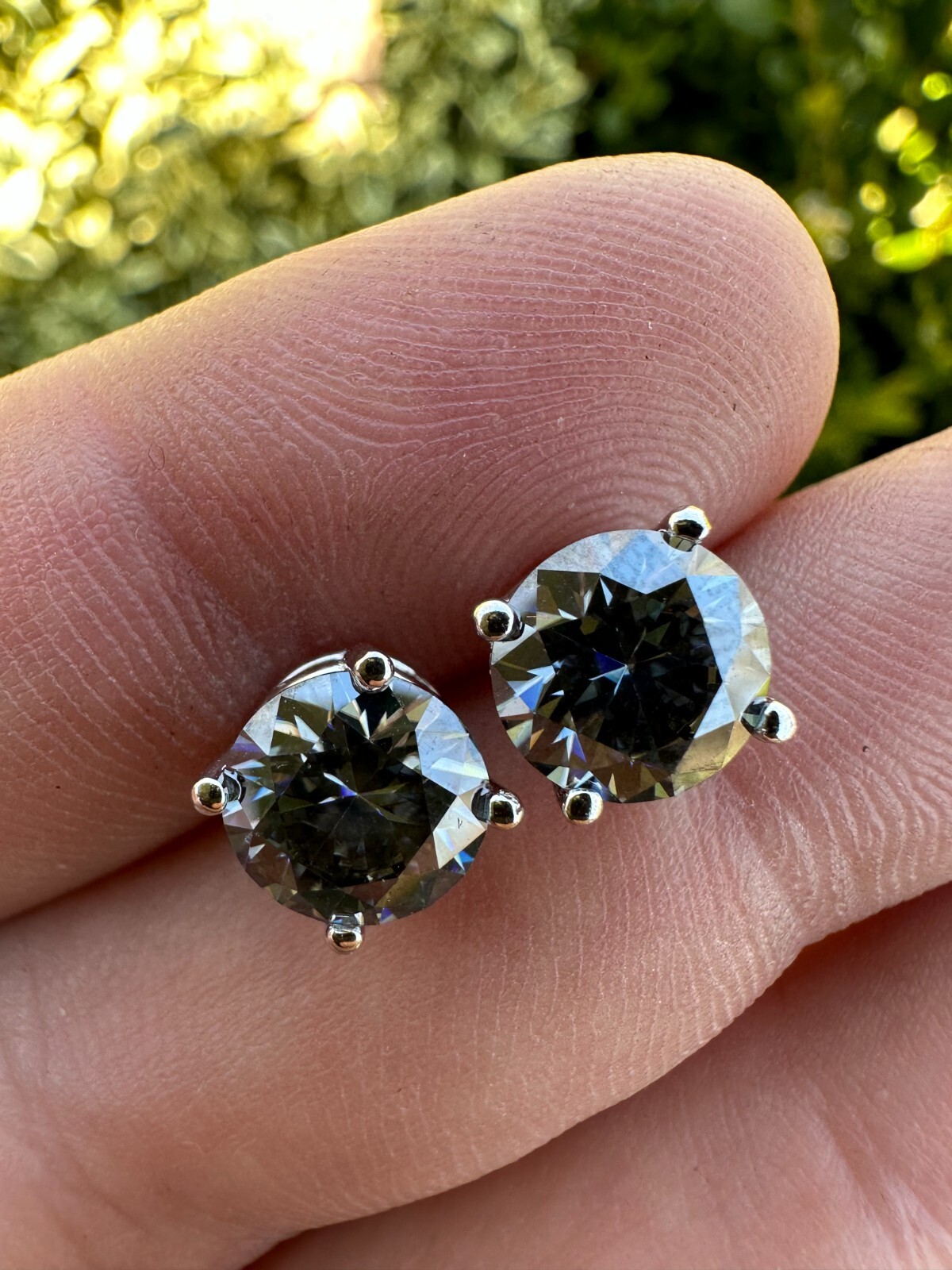 Real Blue Gray Moissanite Screwback Stud Earrings 925 Silver 3-8mm Iced Tester ✅