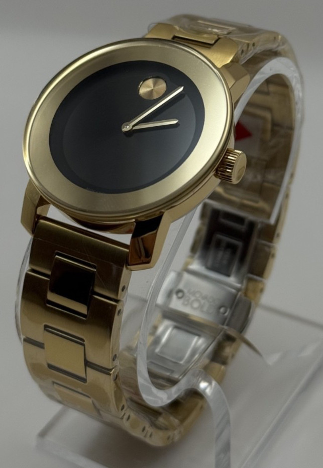 Movado Bold Black Dial Gold-tone Unisex Watch 36MM. 3600397