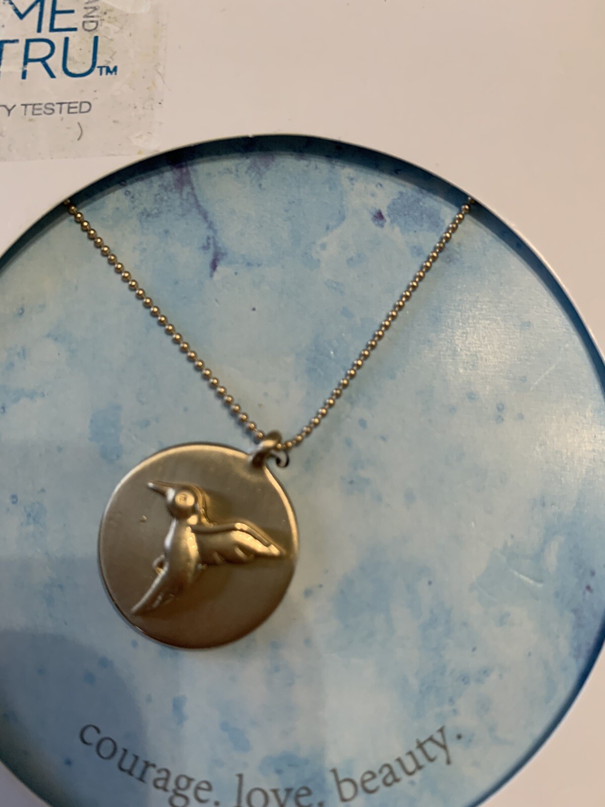 Gold 15 and 16 inch necklace with extender courage love and beauty