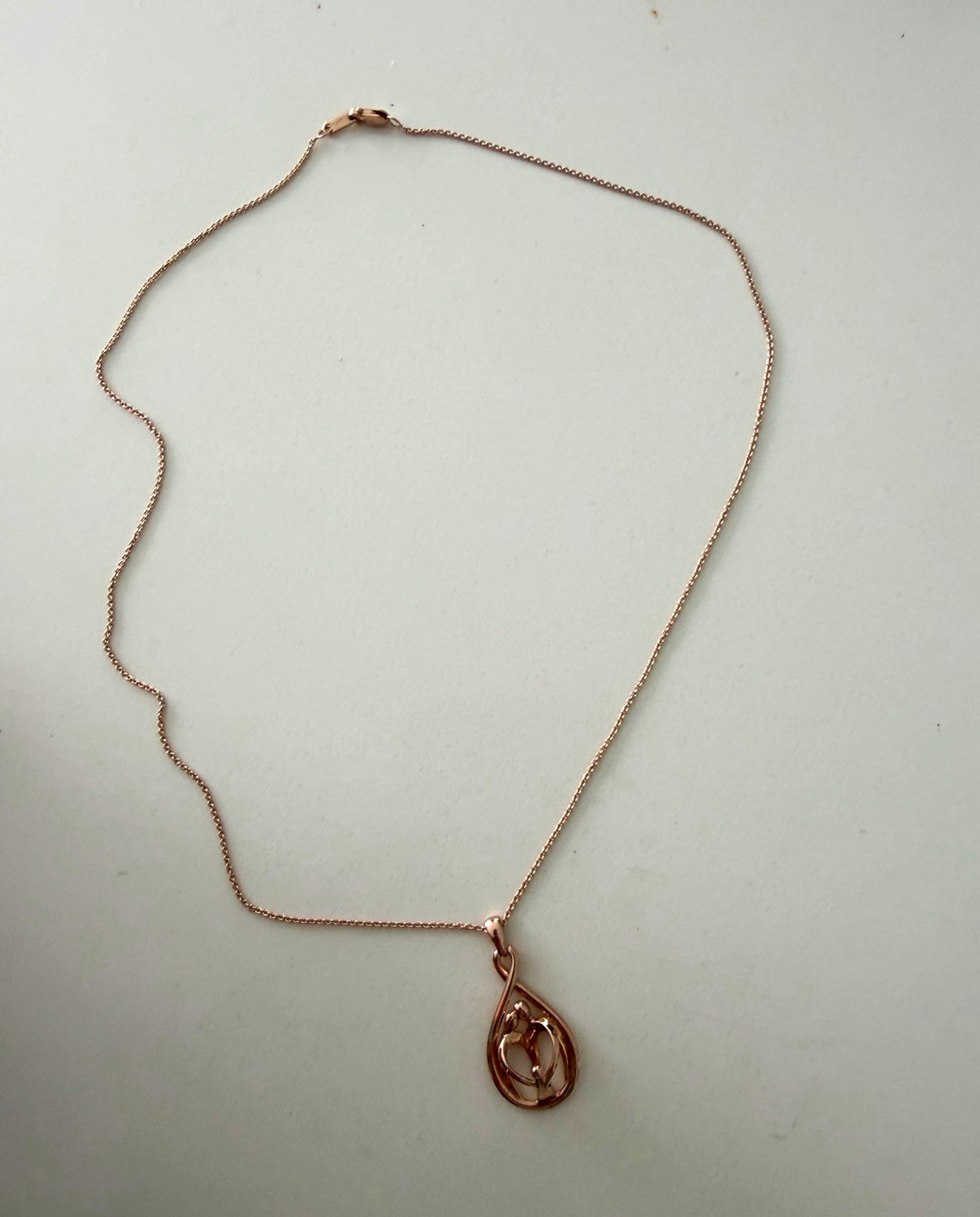 Rose Gold Metal Cable Chain Teardrop Charm Pendant Necklace Family