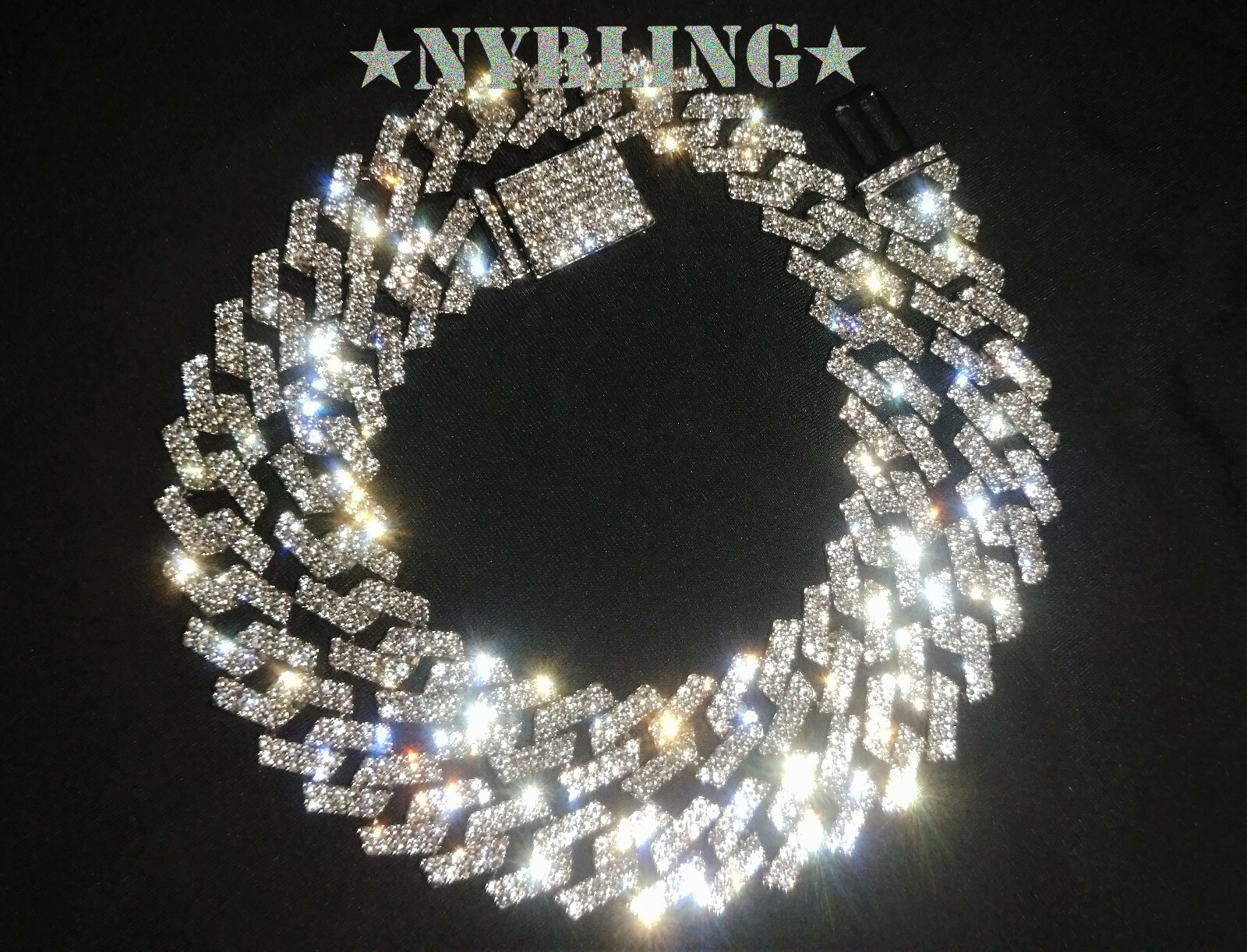 Miami Cuban Prong Link Necklace / Bracelet Gold Plated Men Iced CZ Hip Hop Chain