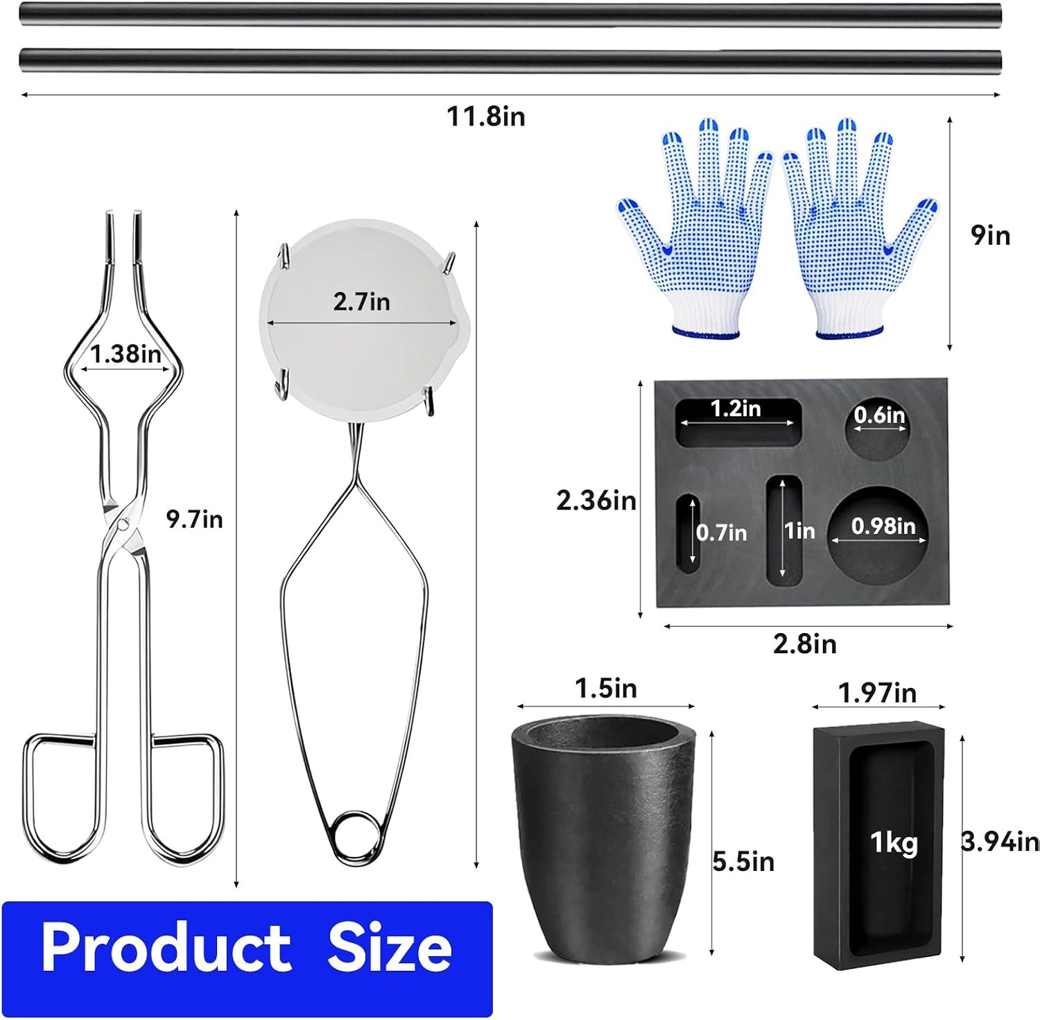 9 Pieces Graphite Torch Melting Casting Kit, Including Casting Ingot Mould, Grap