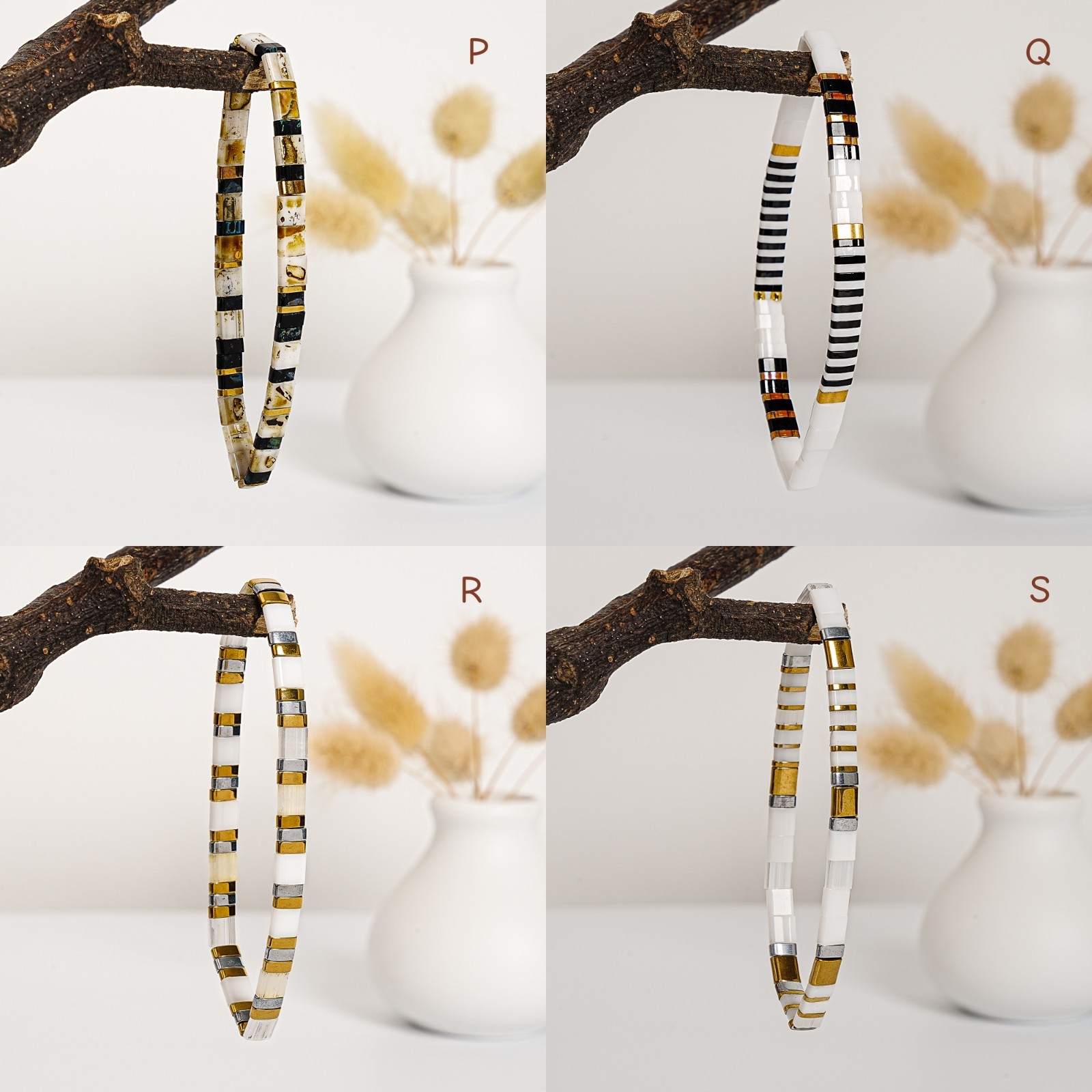 Tile Tila Bracelet,Stackable Boho Glass Bead Bracelets,Summer Jewelry-DESERT