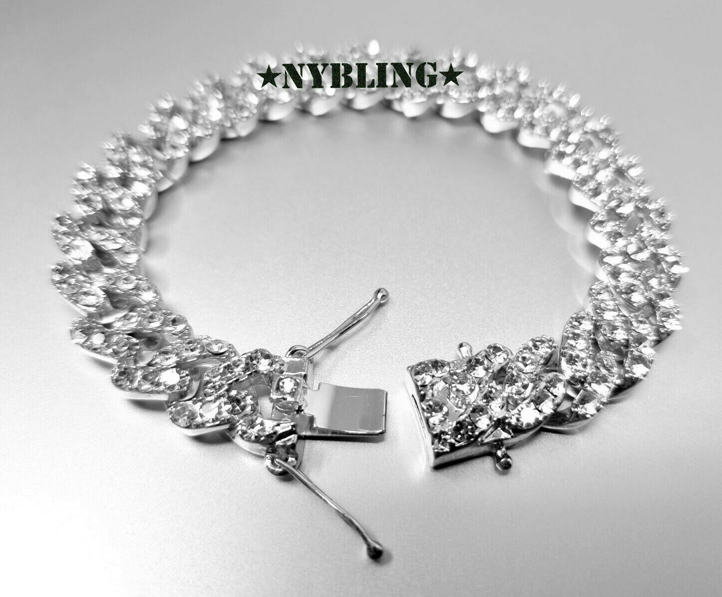 Miami Cuban Bracelet w CZ stones Men Hip Hop Gold Plated CZ Jewelry 7.5″ to 9.5″