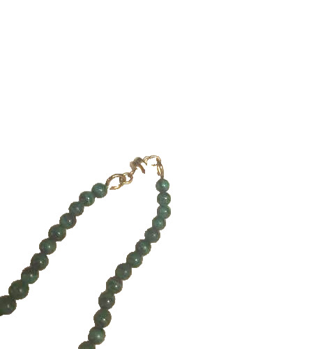 Malachite Banded Stone Bead Necklace Graduated Round Magnetic Clasp Boho Jewelry