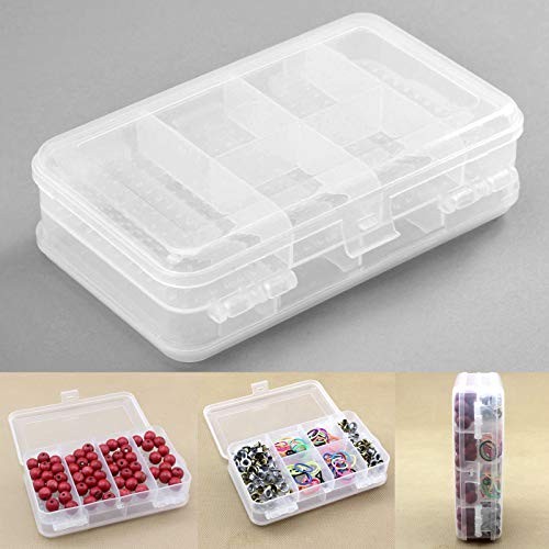 Double Sided Storage Organizer Container with Dividers Jewelry 10-Grid 1-Pack
