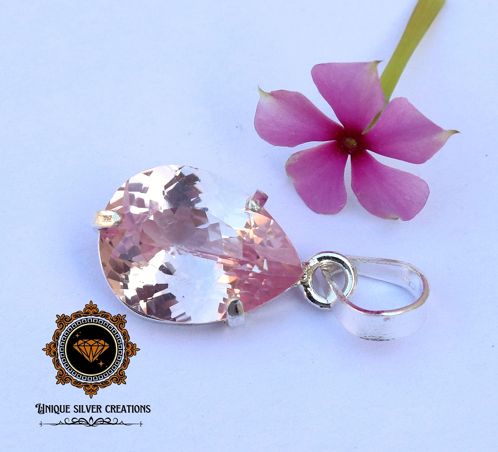 Natural Padparadscha Sapphire 925 Sterling Silver Pendant Certified Gemstone