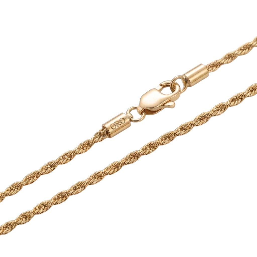 4mm 14K SS Gold Rope Chain Necklace Men Women 16-30″ Italian Style Necklace
