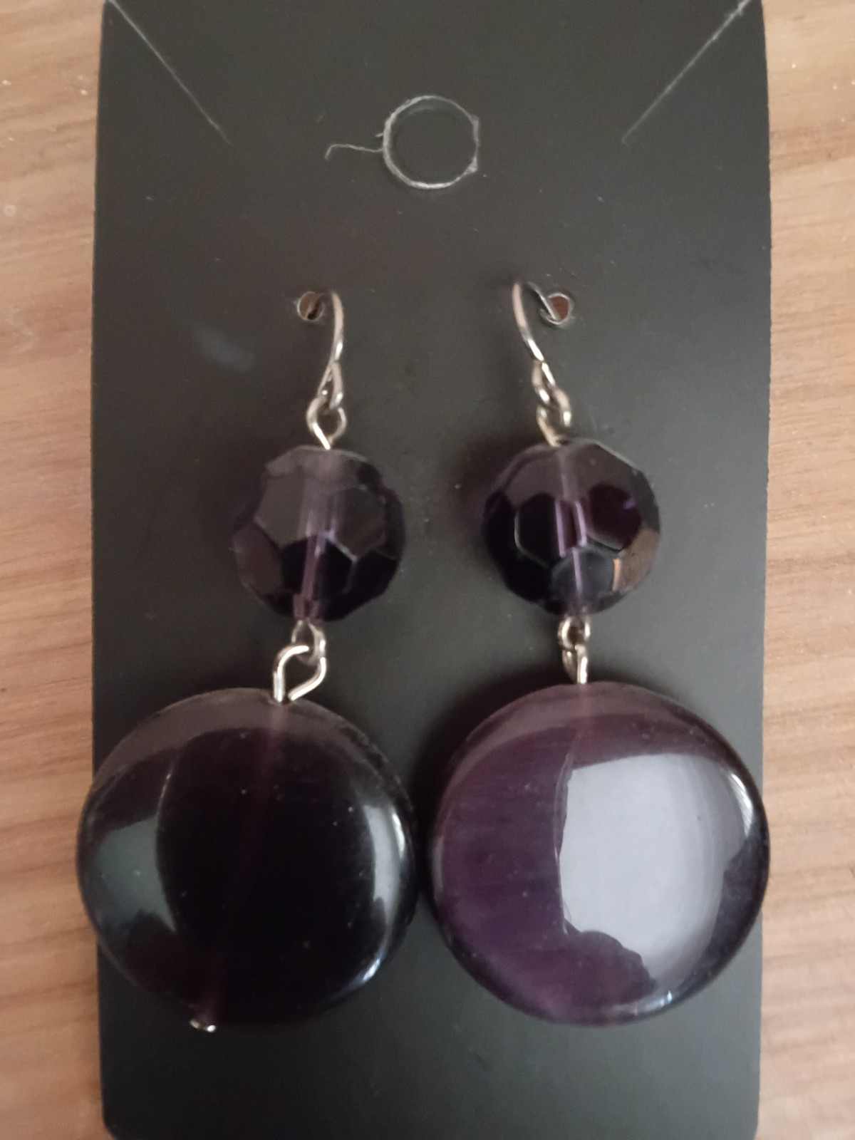 Purple Round Beaded Dangle/Drop Earrings with Hook