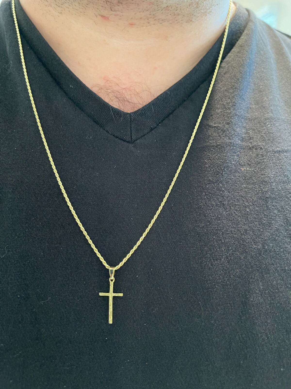 Small 0.75″ Plain Cross Pendant Solid 925 Sterling Silver / 14k Gold Plated