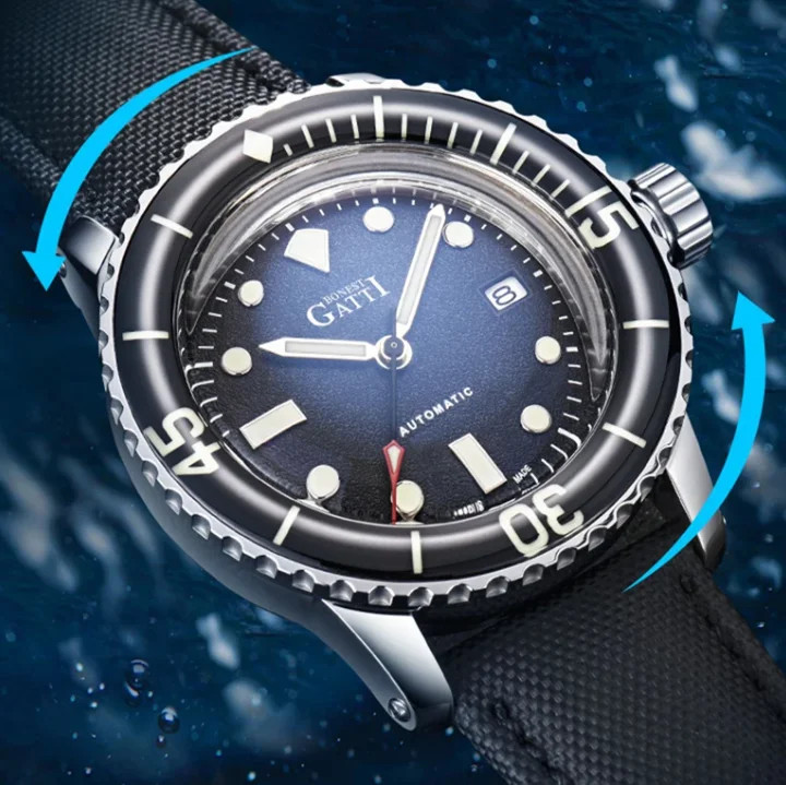 BONEST GATTI Automatic Watch Sport 44mm Mechanical Wristwatch Diver 20ATM 200m