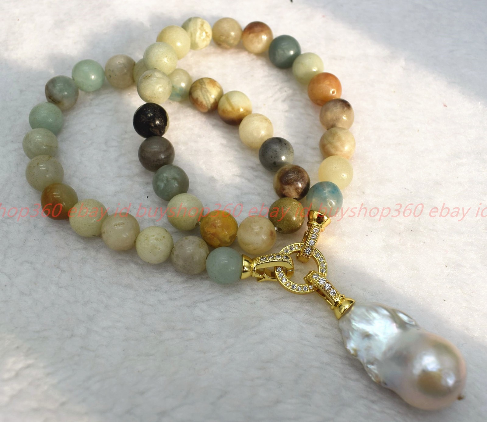 Natural 6/8/10/12mm Multicolor Amazonite Baroque Pearl Pendant Necklace 16-28in