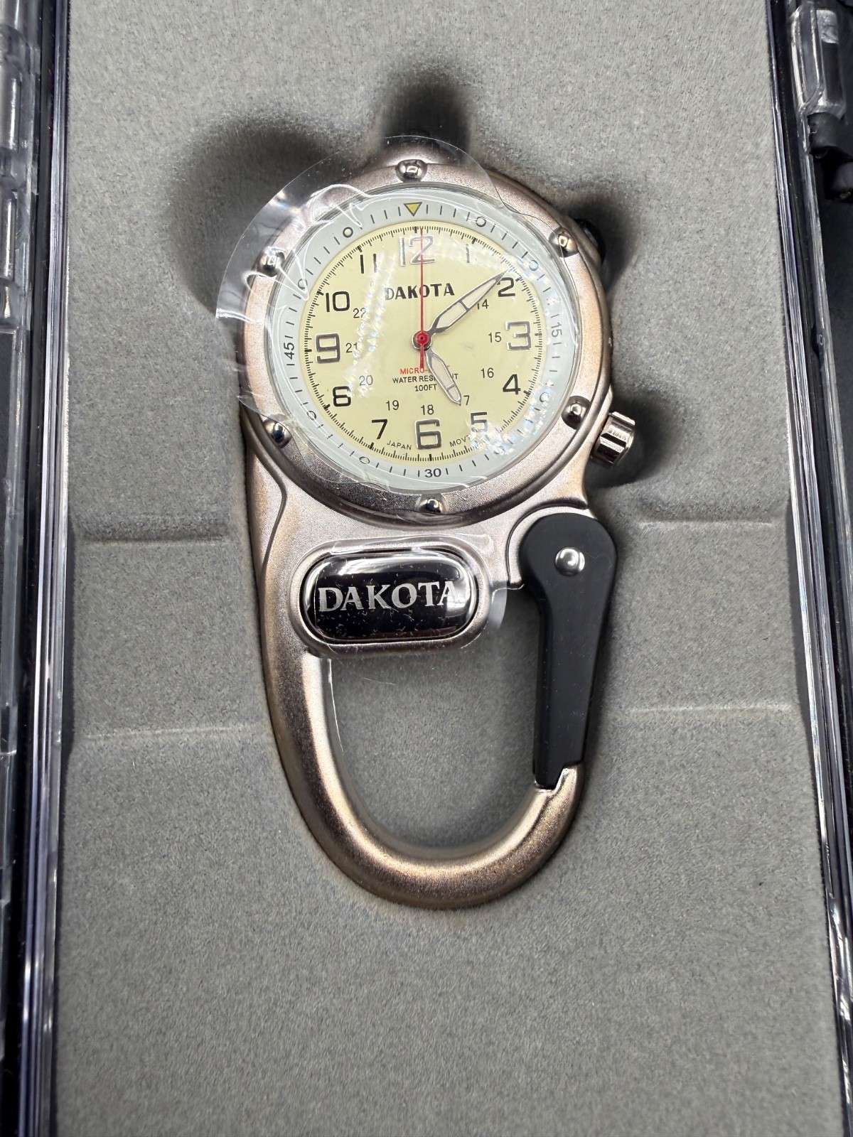Dakota Mini Clip Microlight Watch w/ LED Flashlight carabiner Clip NEW silver