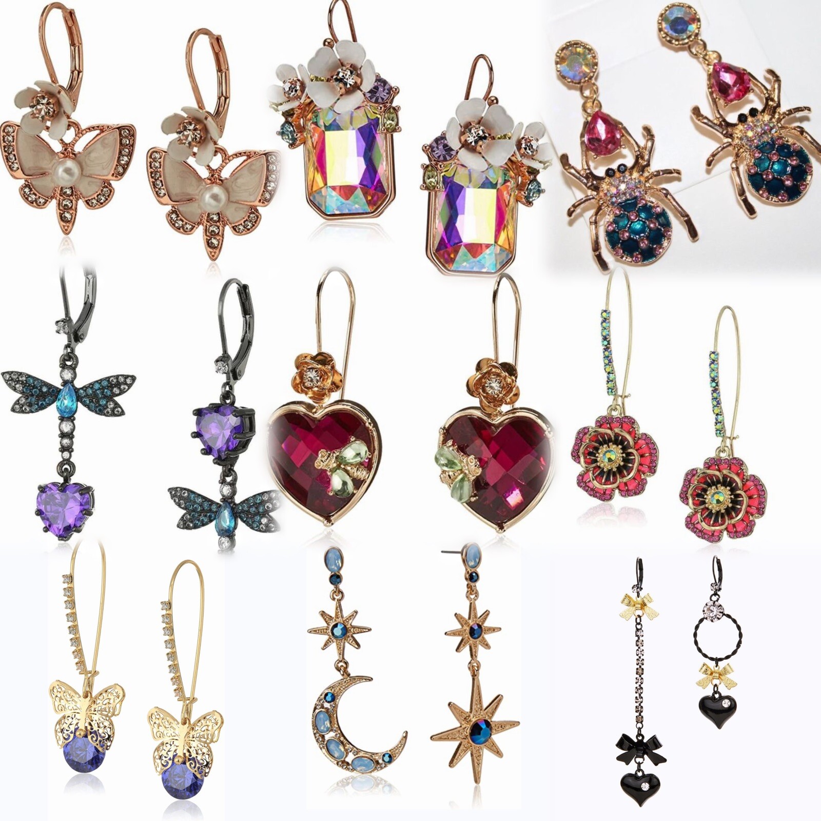 US Seller Betsey Johnson Earrings 9PCs Bundle Set Gift For Her