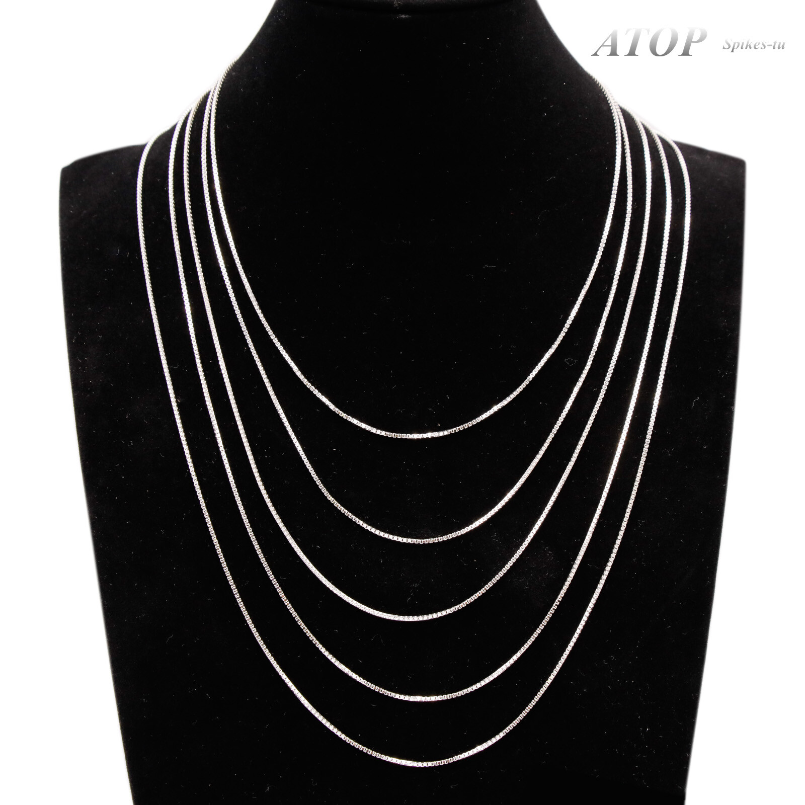 Italian Solid Sterling Silver Square Box Link Chain Necklace 925 Silver Chain