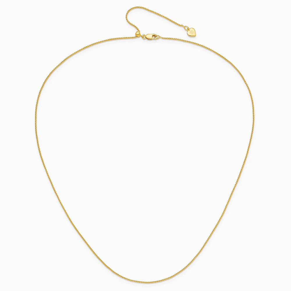 Sterling Silver Gold-Plated Adjustable 1mm Spiga Chain Necklace 22″-30″