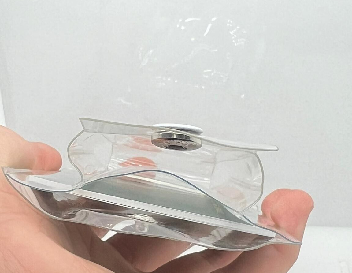 Clear Plastic Watch Snap Pouch With Slot For Card or Papers