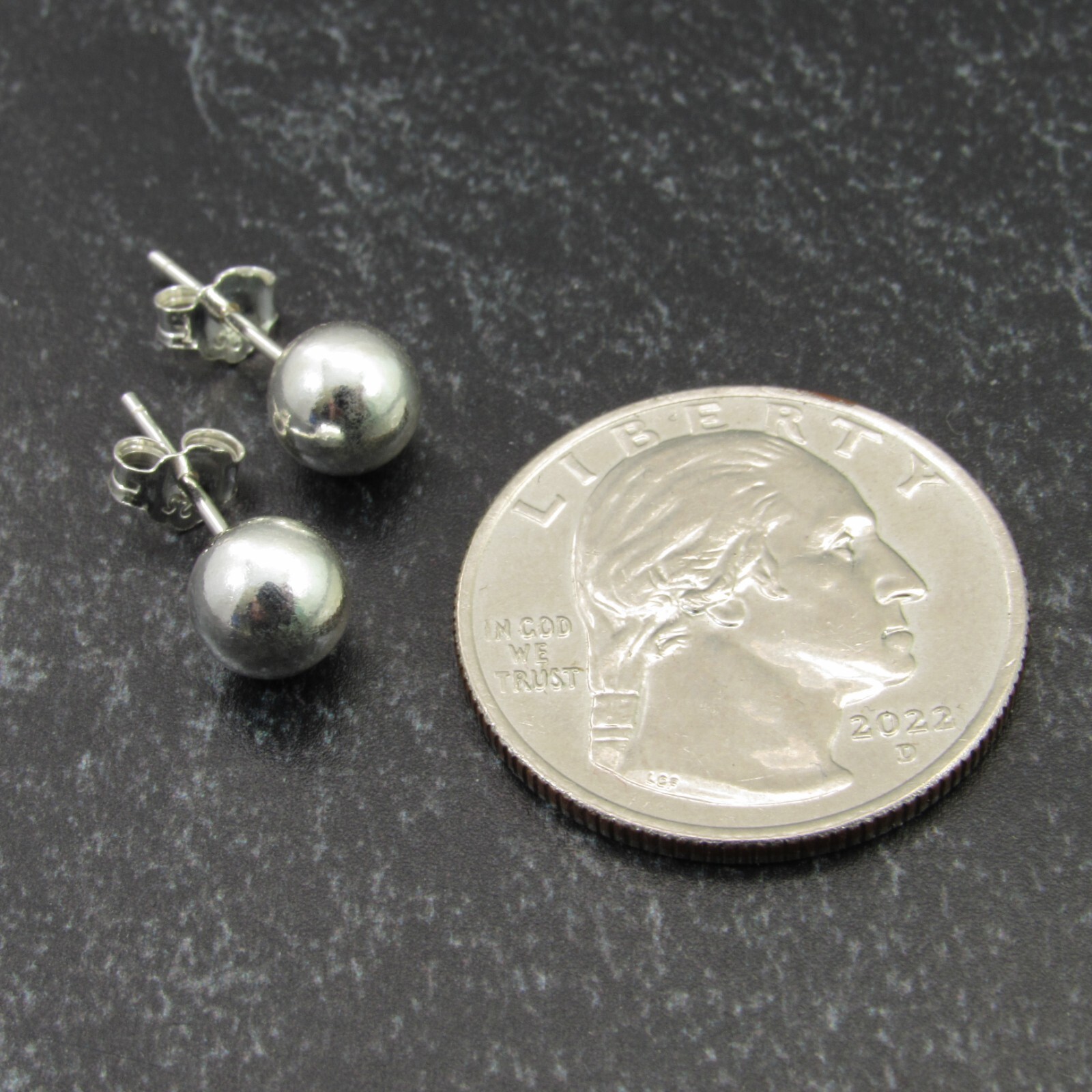 Solid 925 Sterling Silver Round Ball Stud Earrings with Butterfly Pushback Clasp
