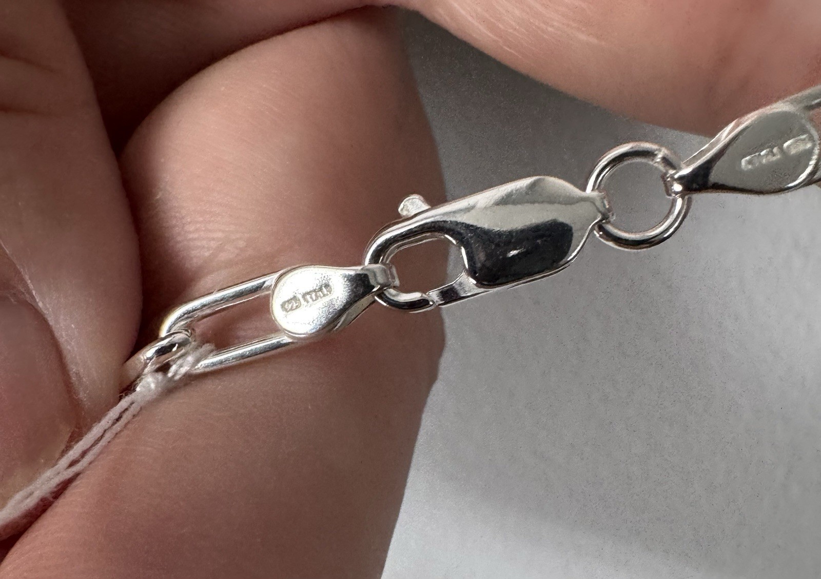 Sterling Silver 925 Paperclip Solid Necklace Lobster Clasp Signed 20” 22.25g