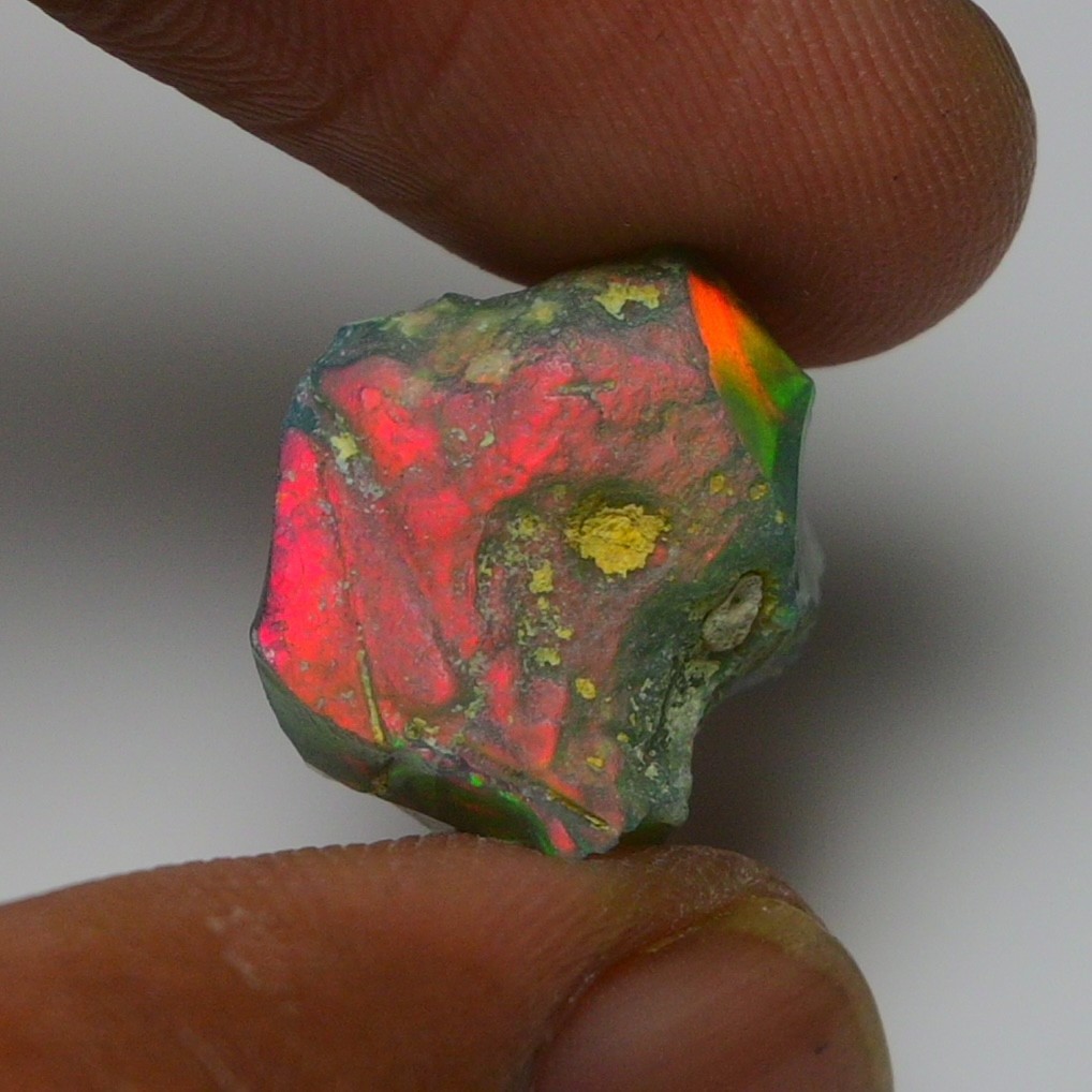6.7 ct Natural Black Opal Rough Ethiopian, Fire Opal Gemstone, 15x12MM Welo Opal