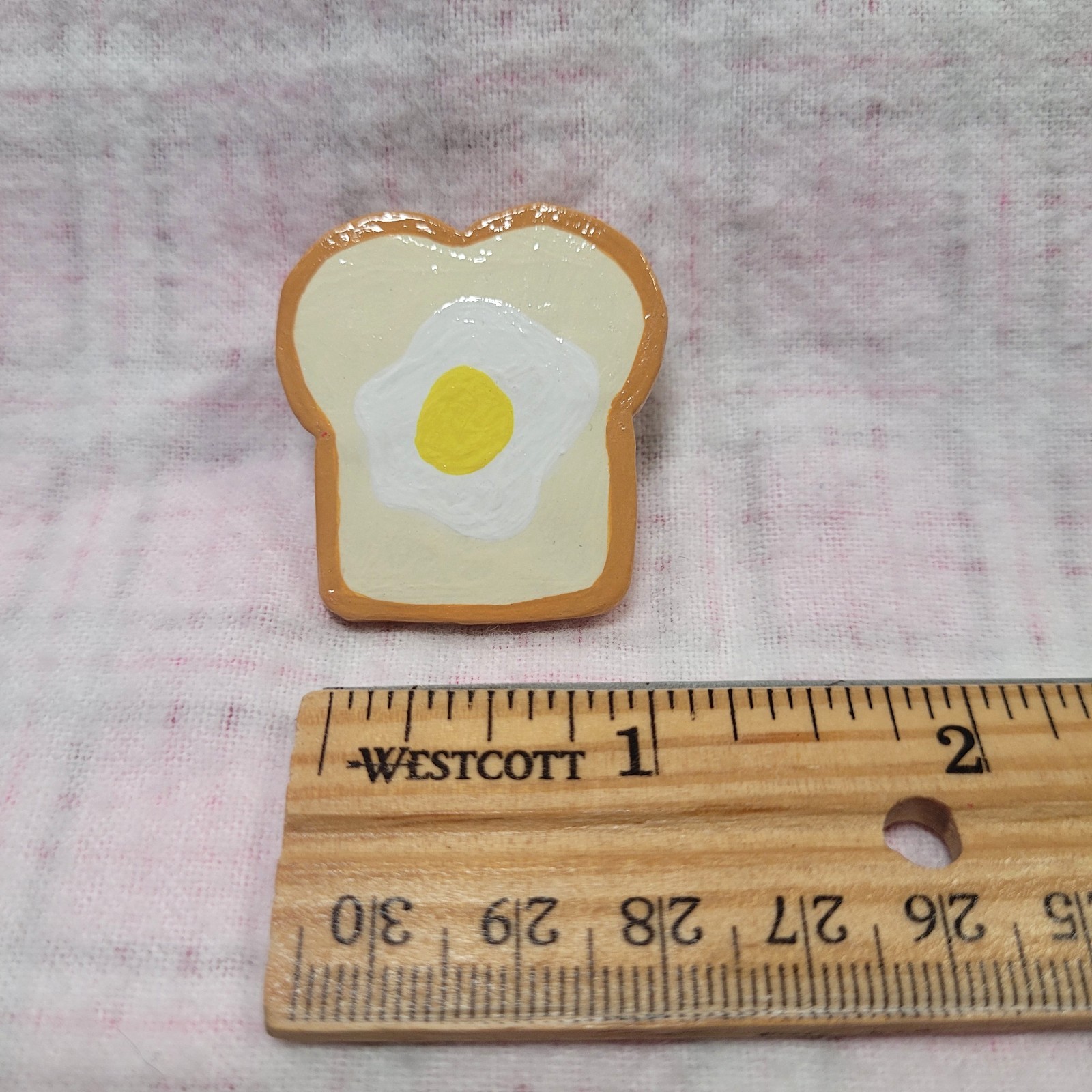 Handmade Art Polymer Clay Bread Toast Pin Food Cute Handcrafted