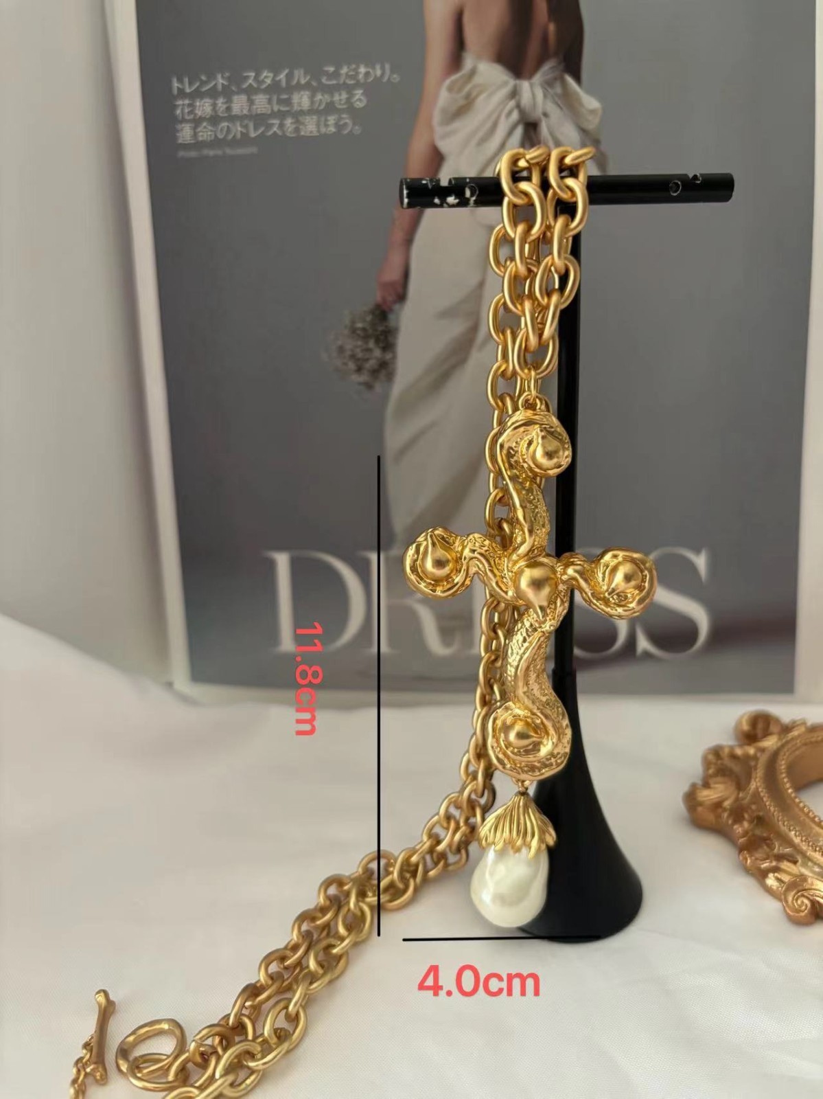 🎁Schiaparelli Women Retro Baroque Pearl Gold Plate Necklace Pendant Lover Gift