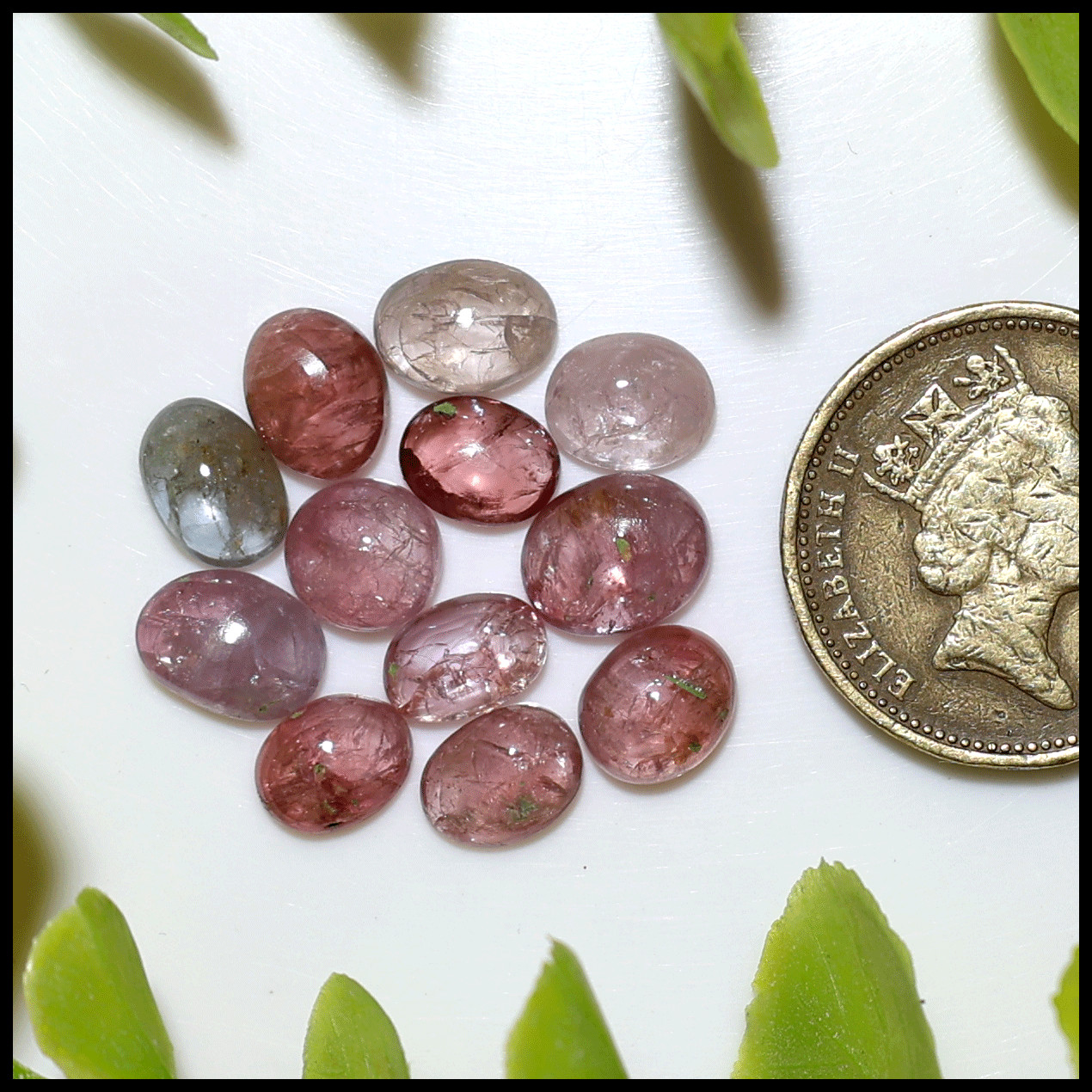 Burmese 12 PC Natural Spinel Untreated 7.6mm-9.2mm Oval Cabochon Gemstones Lot