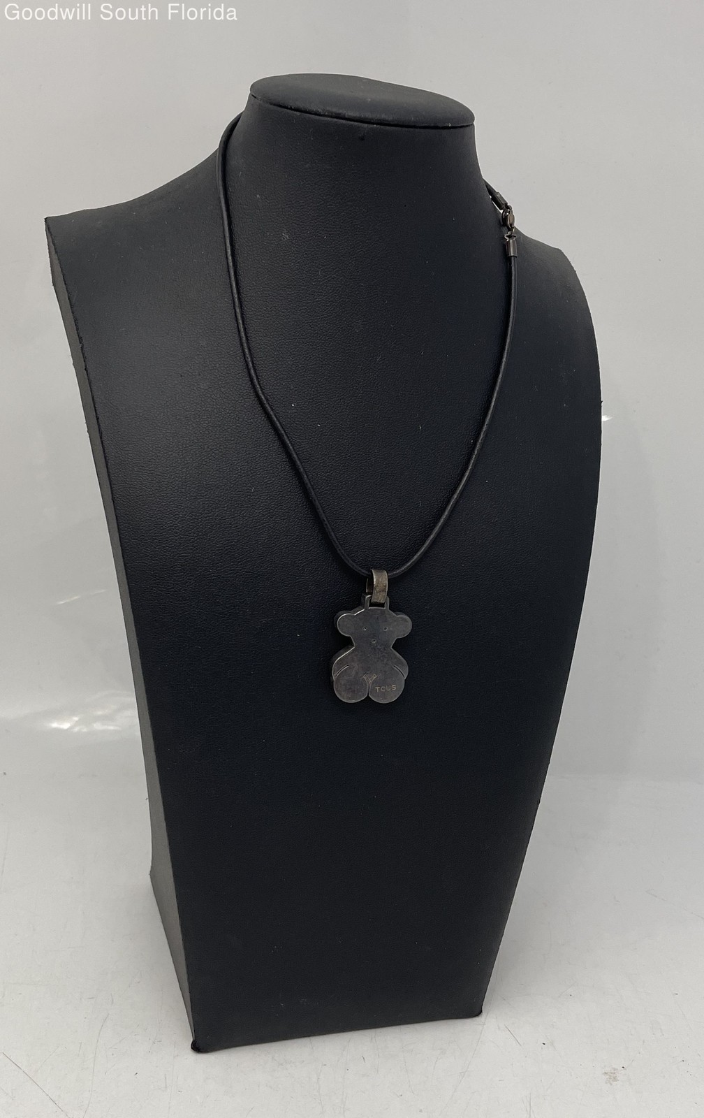 Tous Women’s Black Rope Necklace with Silver Pendant Weight 11.6g