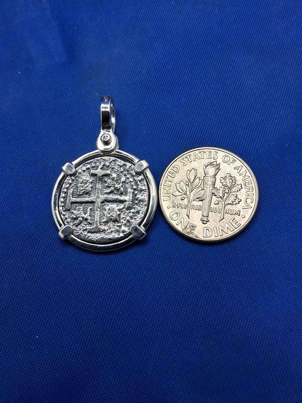Sterling Silver Replica Atocha Shipwreck Piece of Eight Pirate Coin Pendant