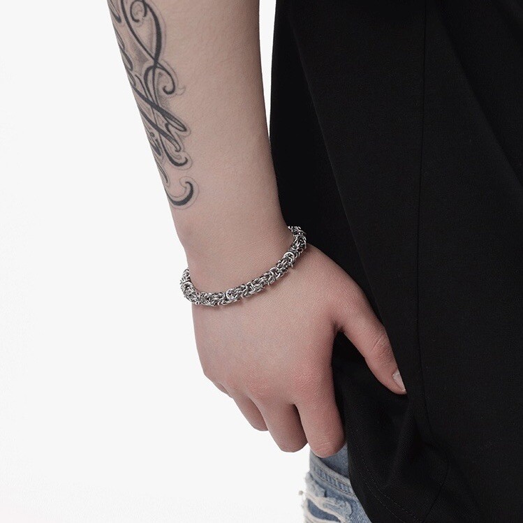 Titanium Steel Link Chain Bracelet for Men Women,Punk Hip Hop Bracelet