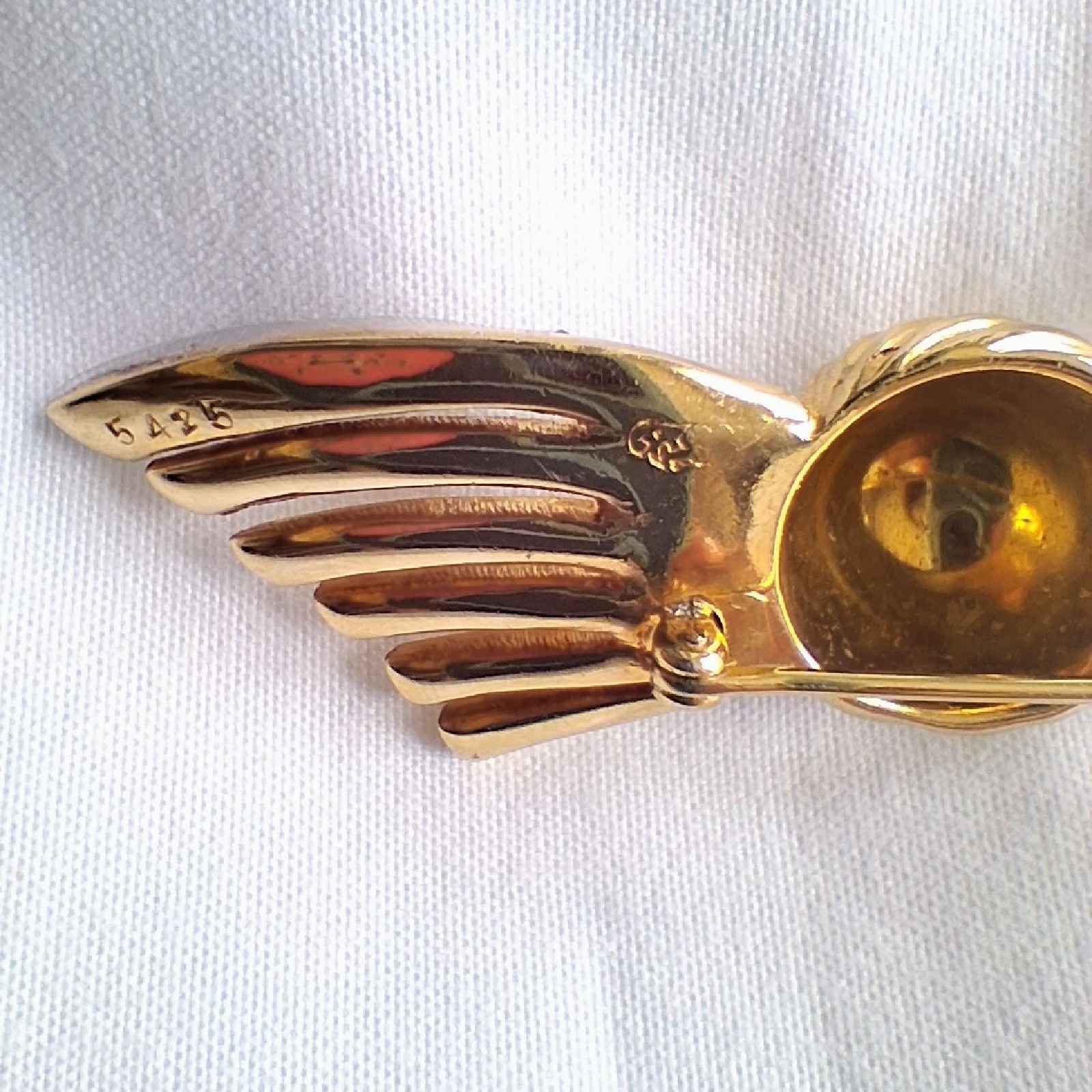 Vintage Marcel Boucher Signed #5425 Ribbon Brooch Pin Faux Sapphire Baguette