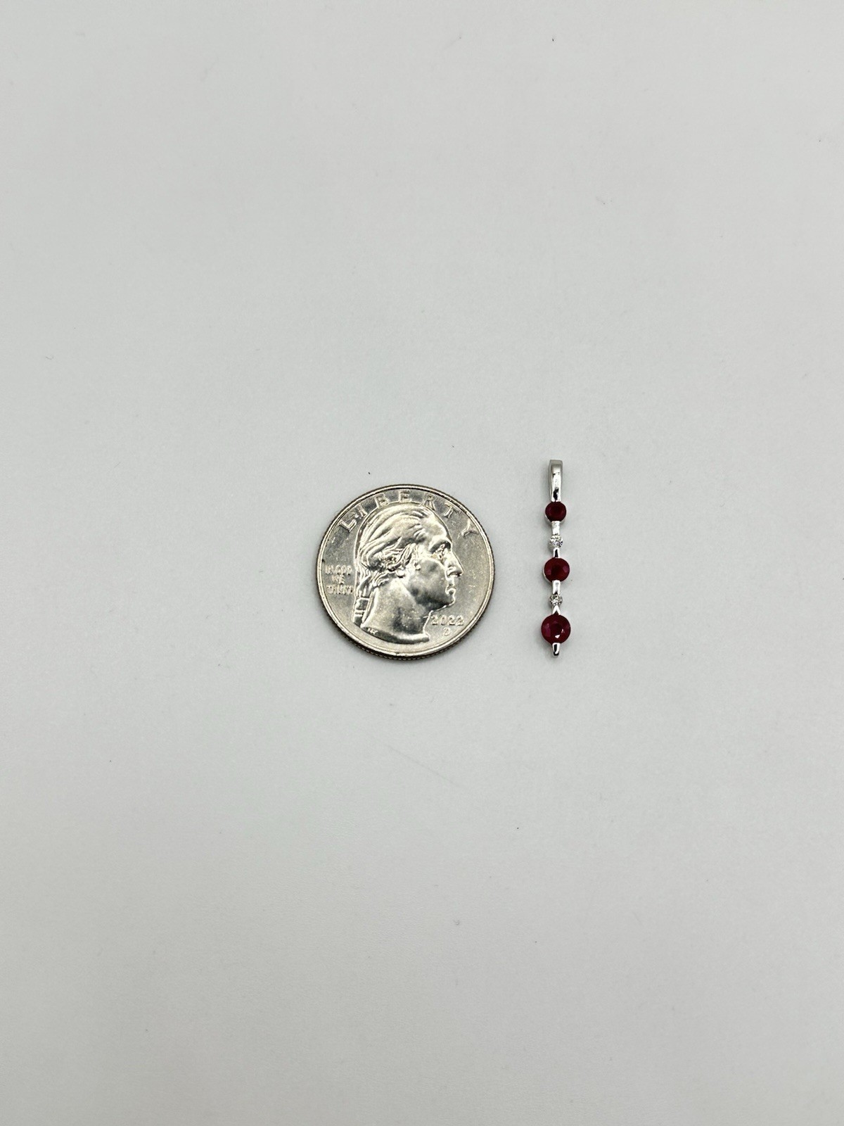 .50ctw Natural Ruby & Diamond Five-Stone Graduated Pendant 14k White Gold 1”
