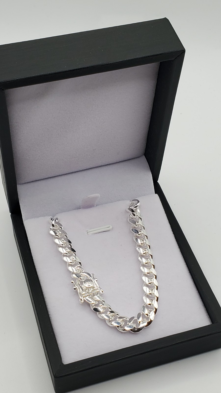 Solid 925 Sterling Silver Miami Cuban Chain 6.8mm 24″ Box Lock Men Italy, NEW