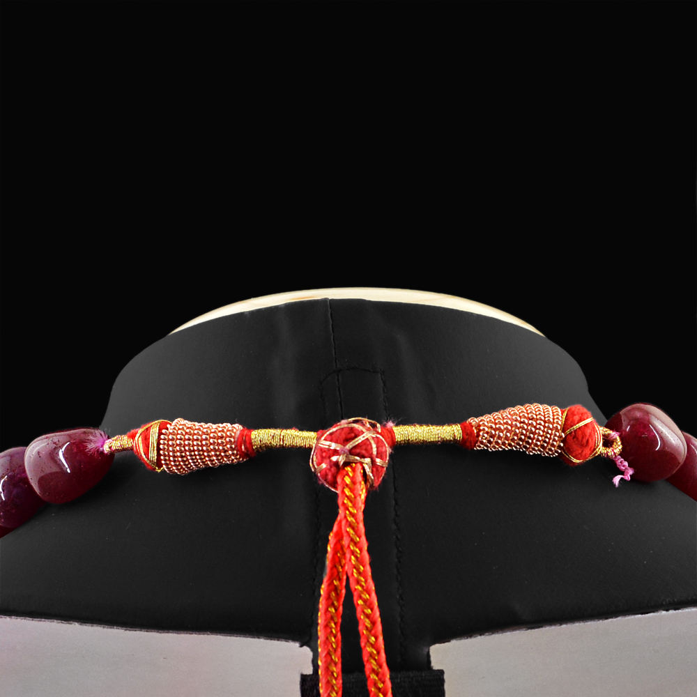 475.00 CTS EARTH MINED ENHANCED RUBY OVAL SHAPE BEADS NECKLACE (DG)