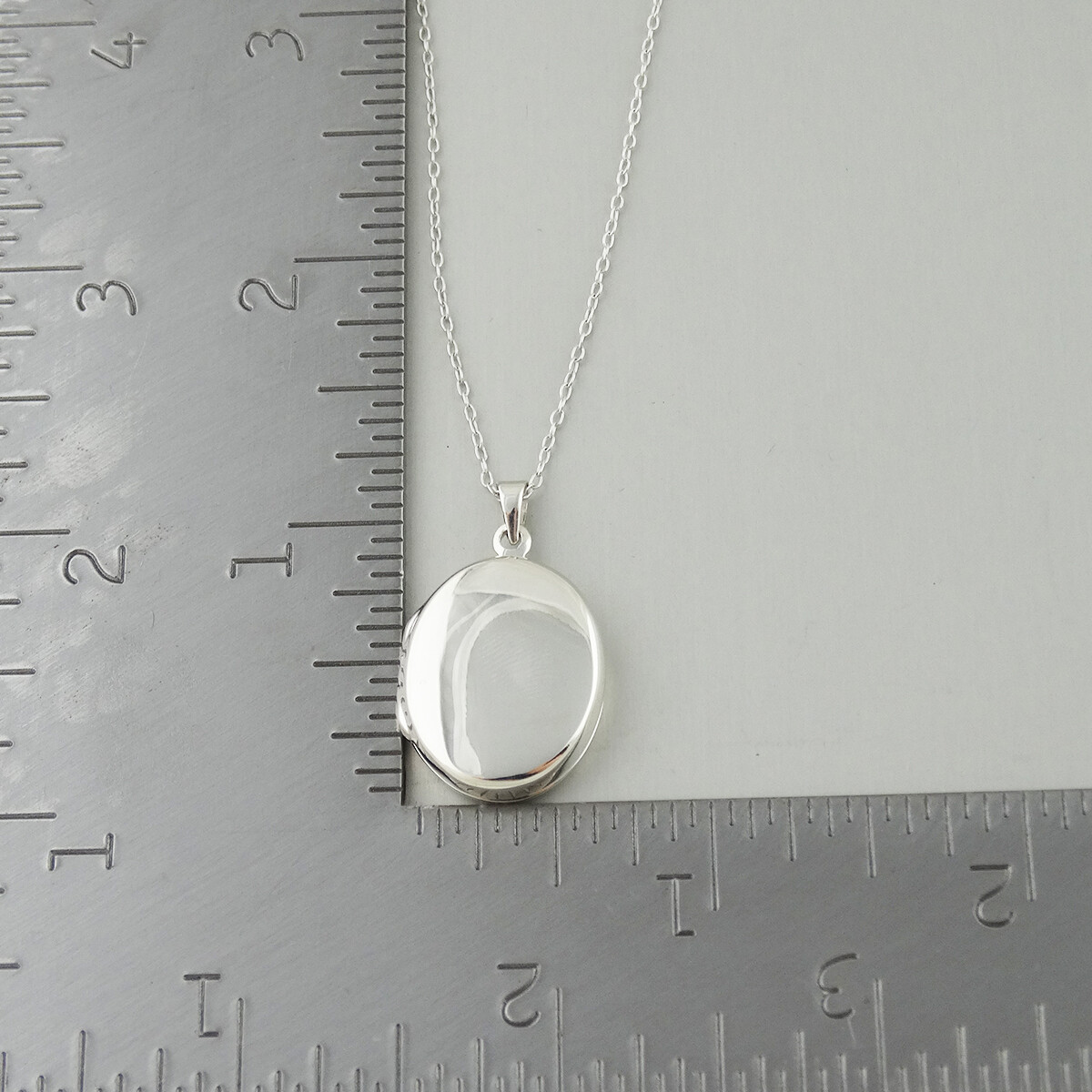 Plain Oval Locket Necklace – 925 Sterling Silver Engravable Two Sided Photo NEW