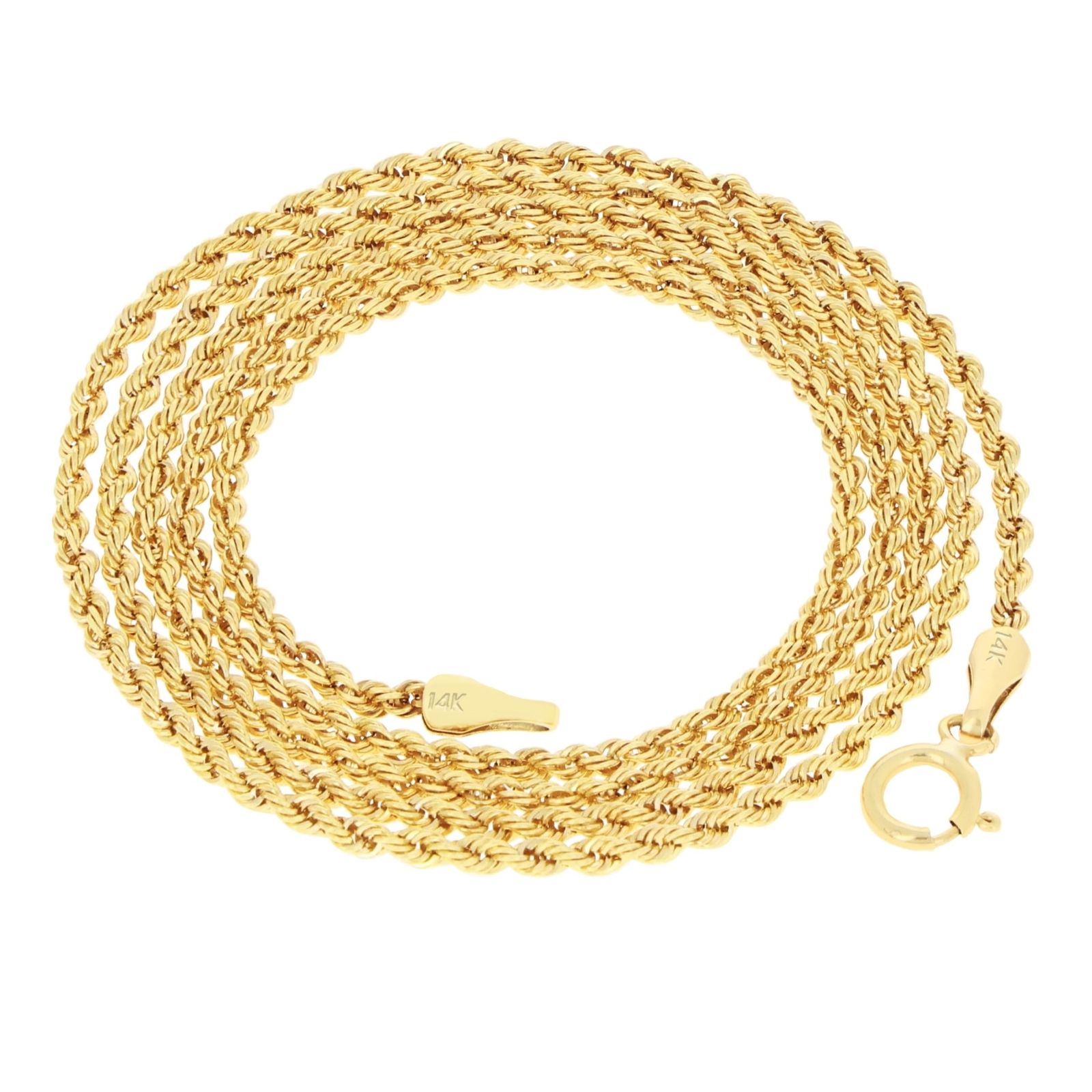 14K Yellow Gold Diamond Cut Rope Chain Necklace 1.5mm – 5mm, Men Women 16″- 30″
